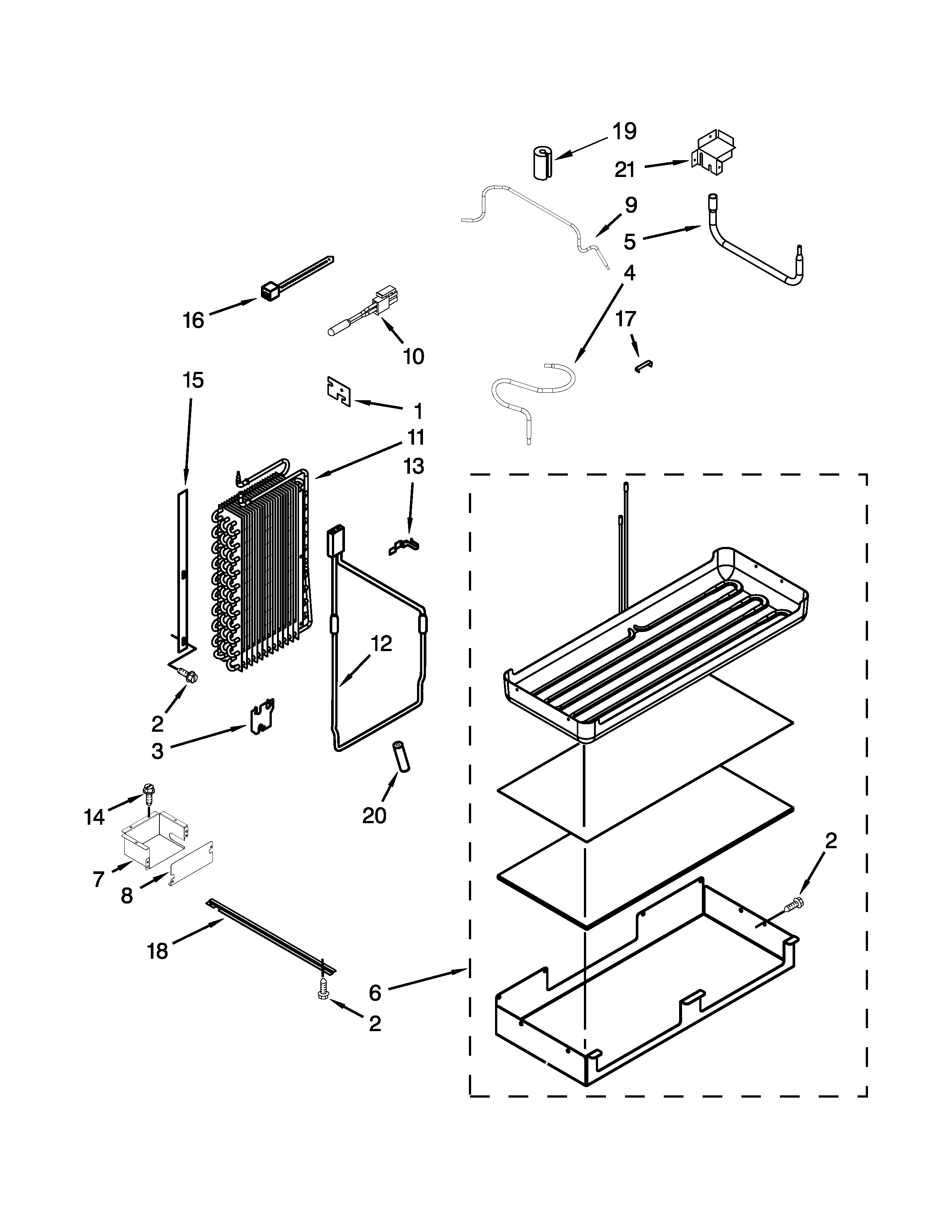 KitchenAid KSSC48QVS10 lower unit and tube parts diagram