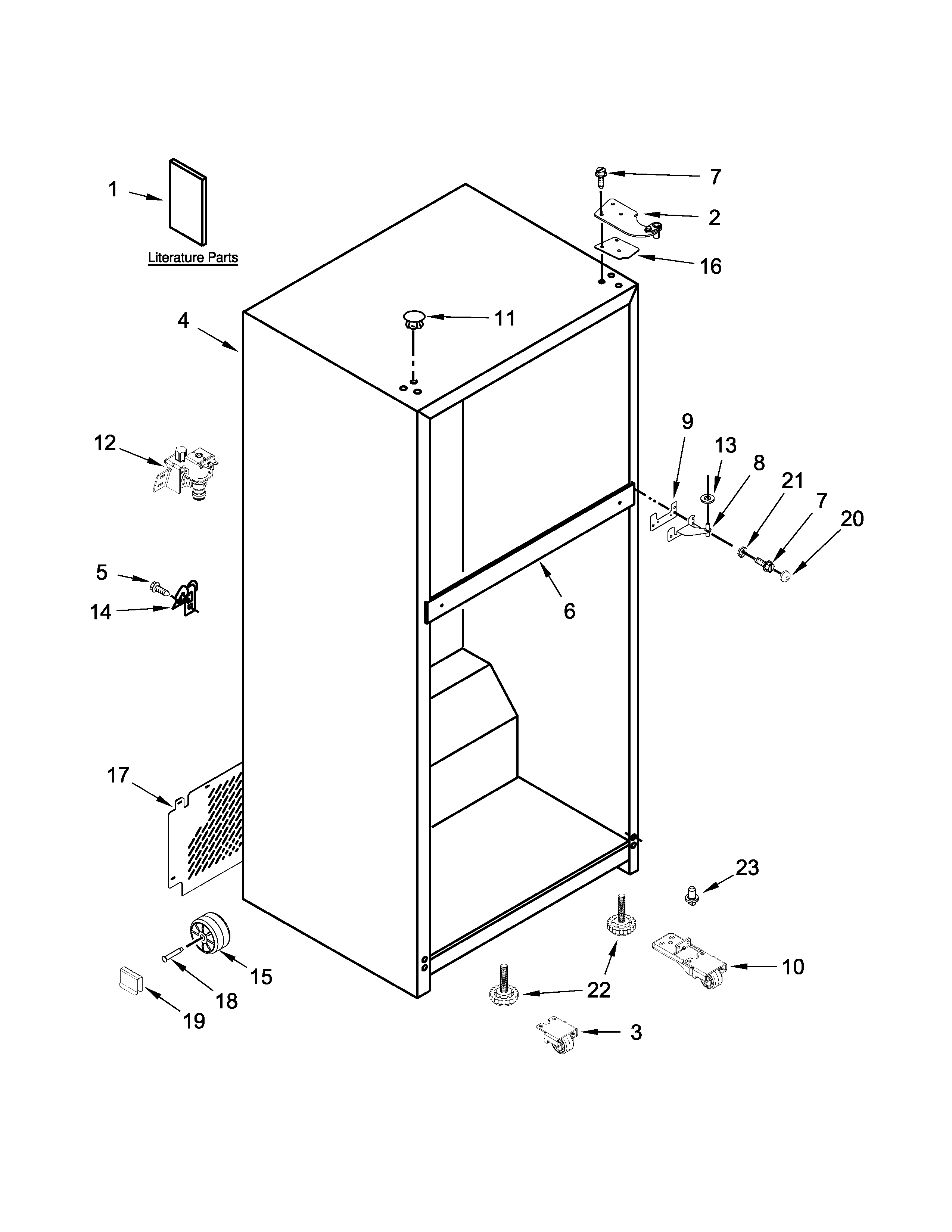 Whirlpool WRT519SZDB00 cabinet parts diagram
