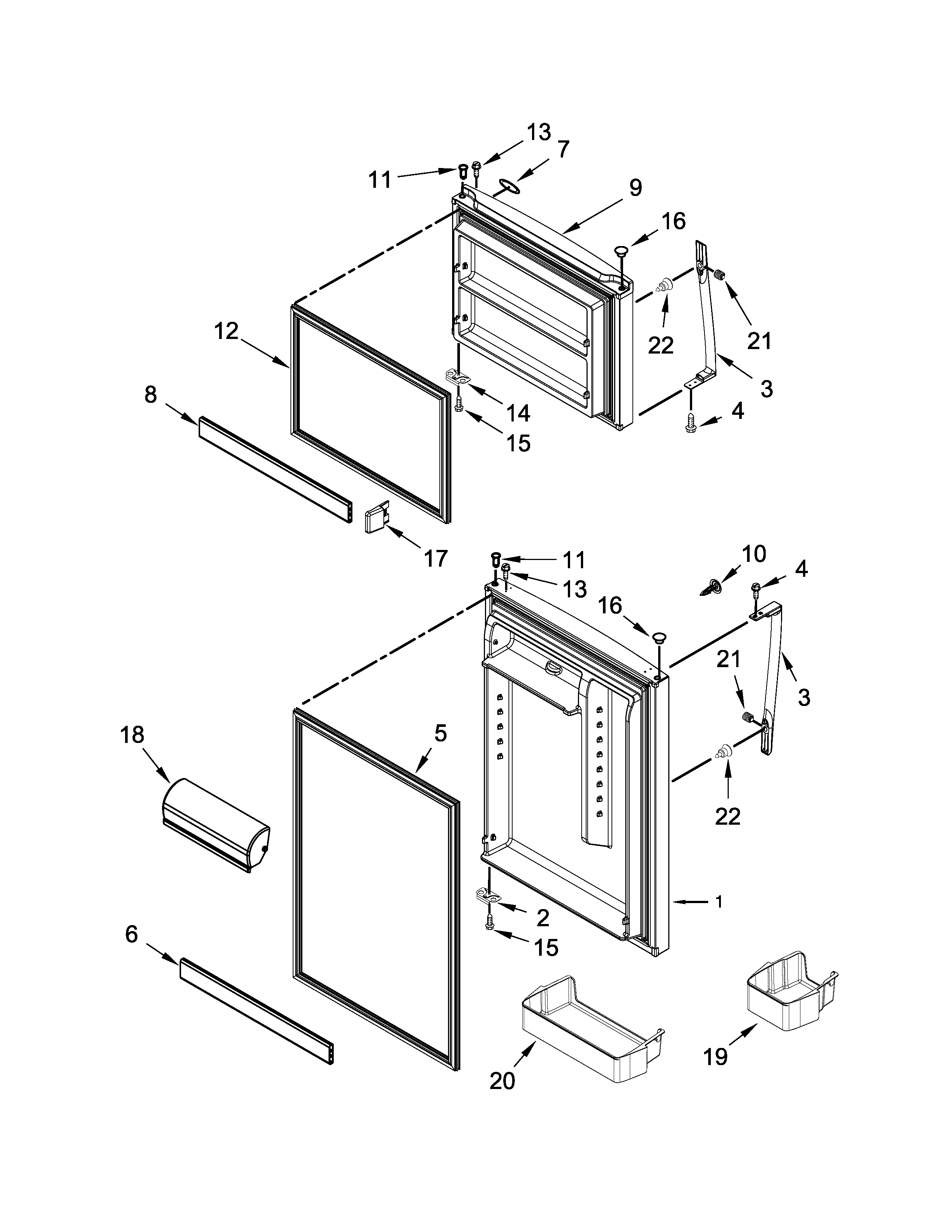 Whirlpool WRT519SZDB00 door parts diagram