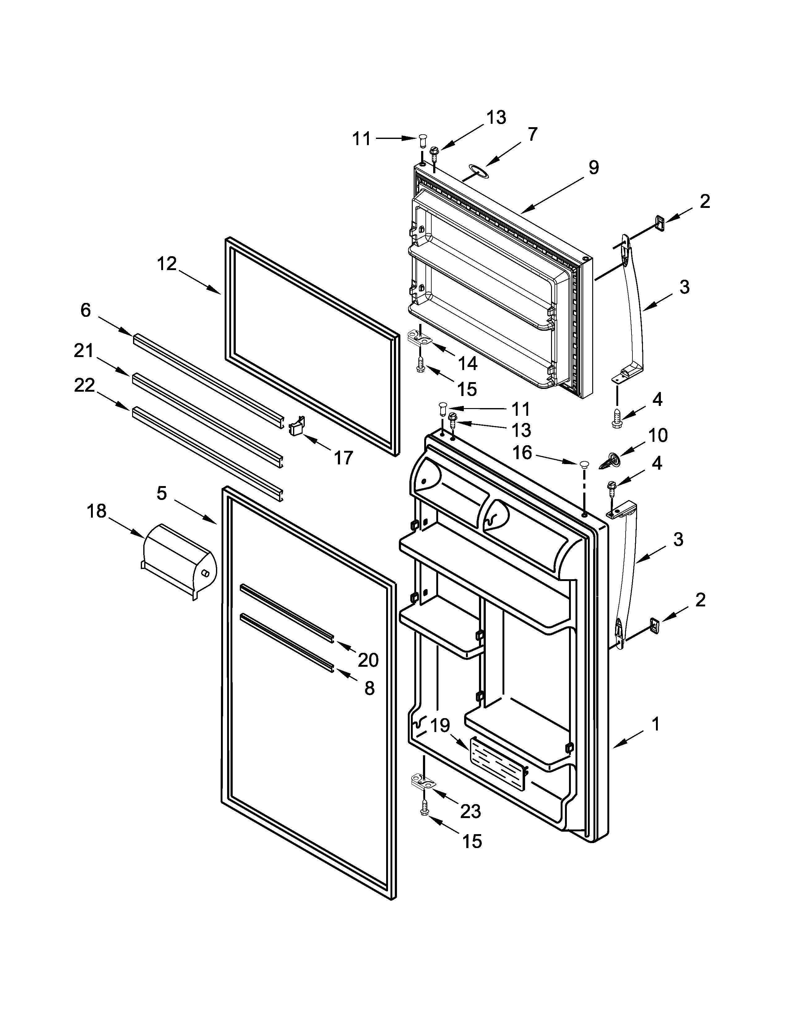 Whirlpool WRT318FMDM00 door parts diagram