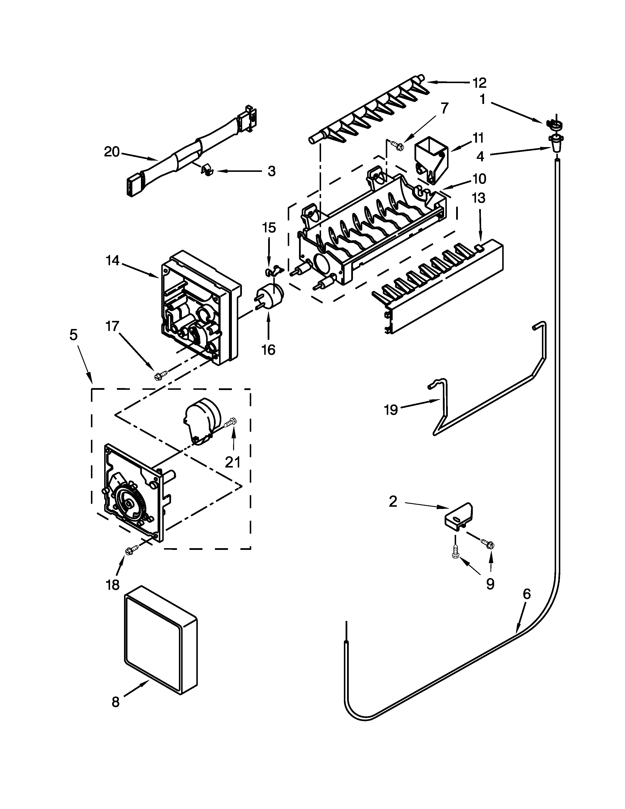 Whirlpool WRT318FMDM00 icemaker parts diagram