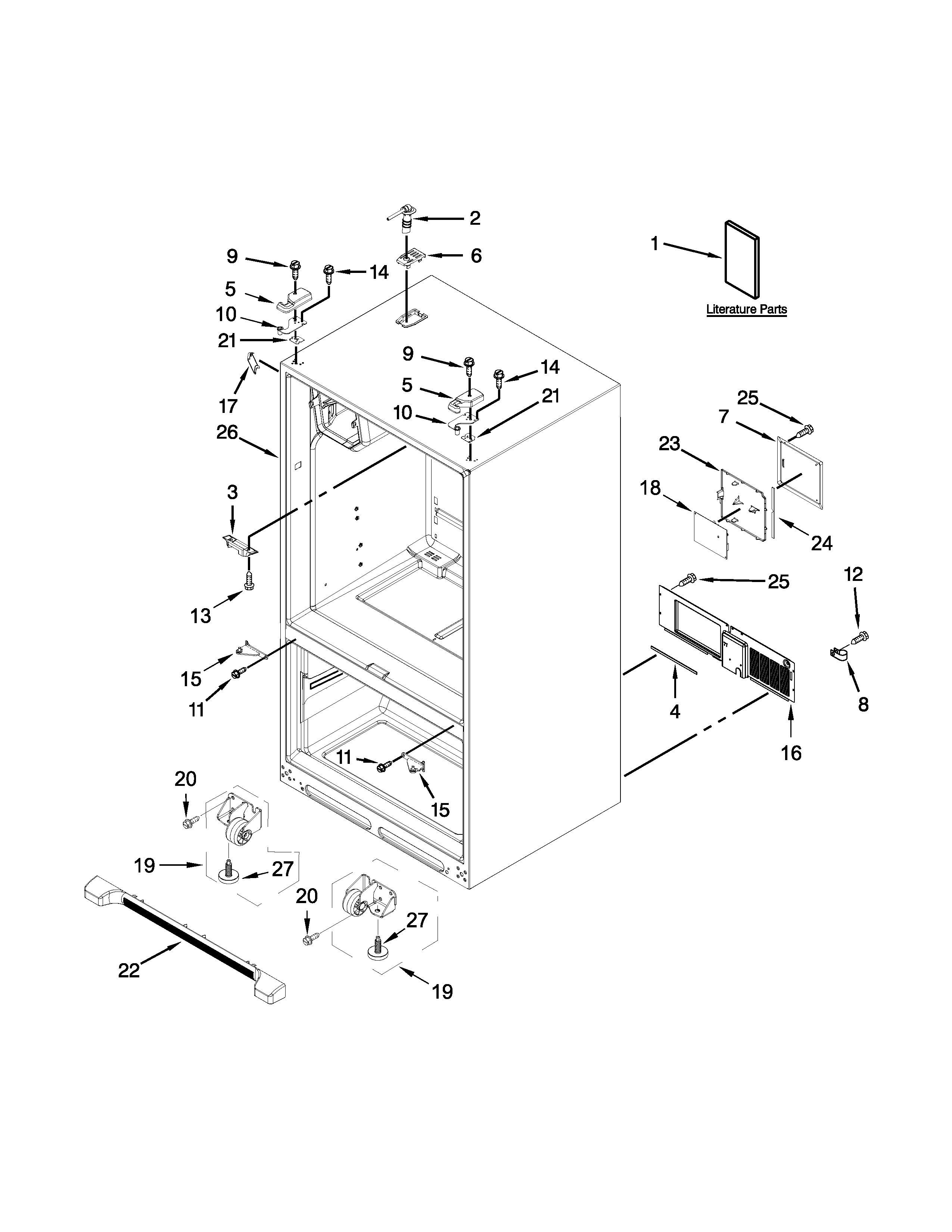 Whirlpool GI0FSAXVY012 cabinet parts diagram