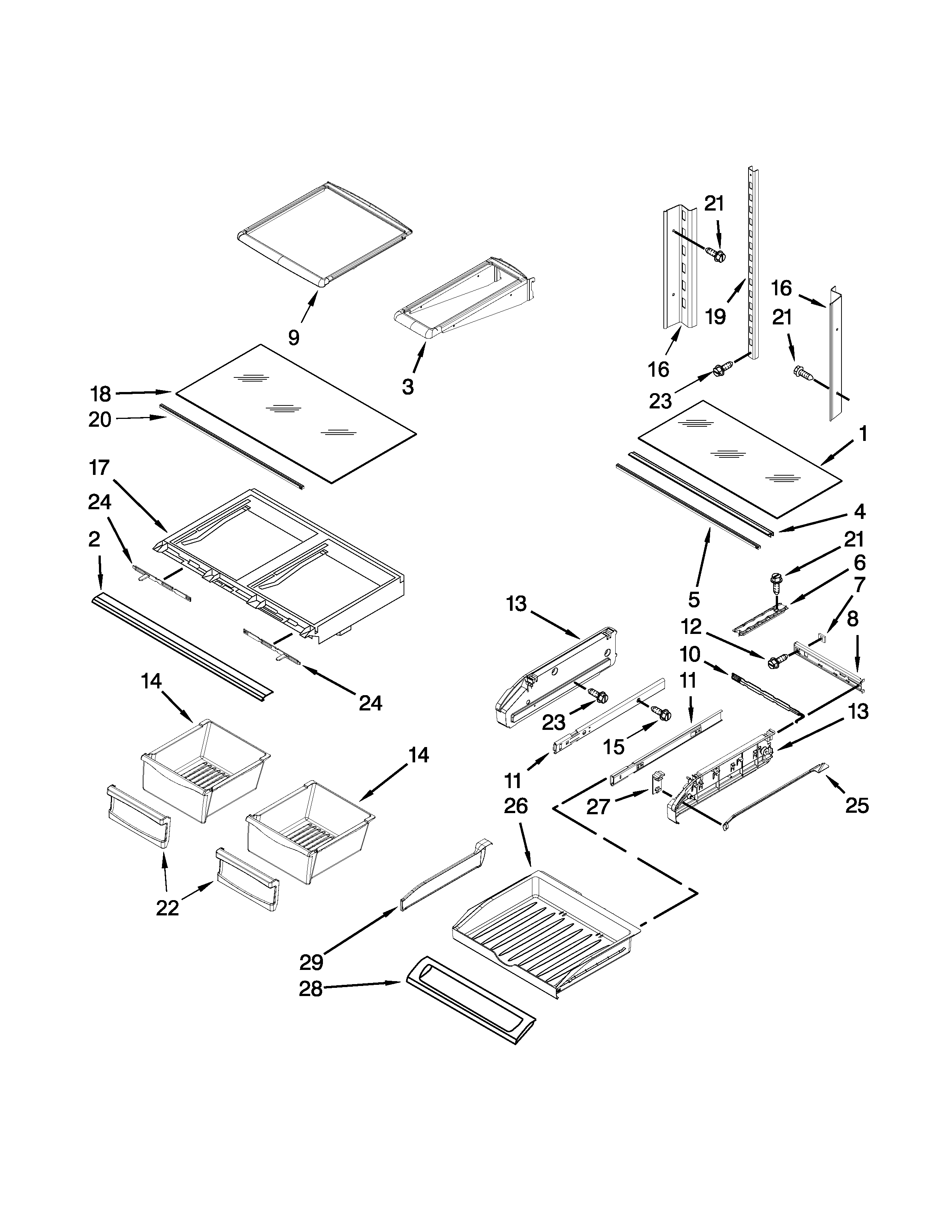 Whirlpool GI0FSAXVY012 shelf parts diagram