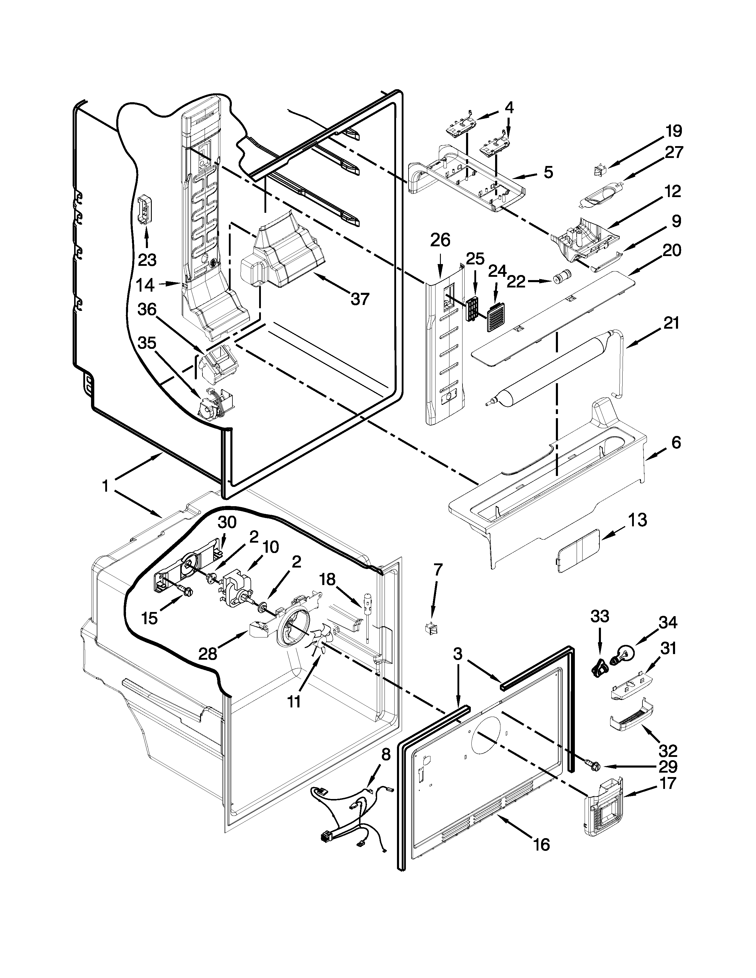 Whirlpool WRF560SEYM05 liner parts diagram