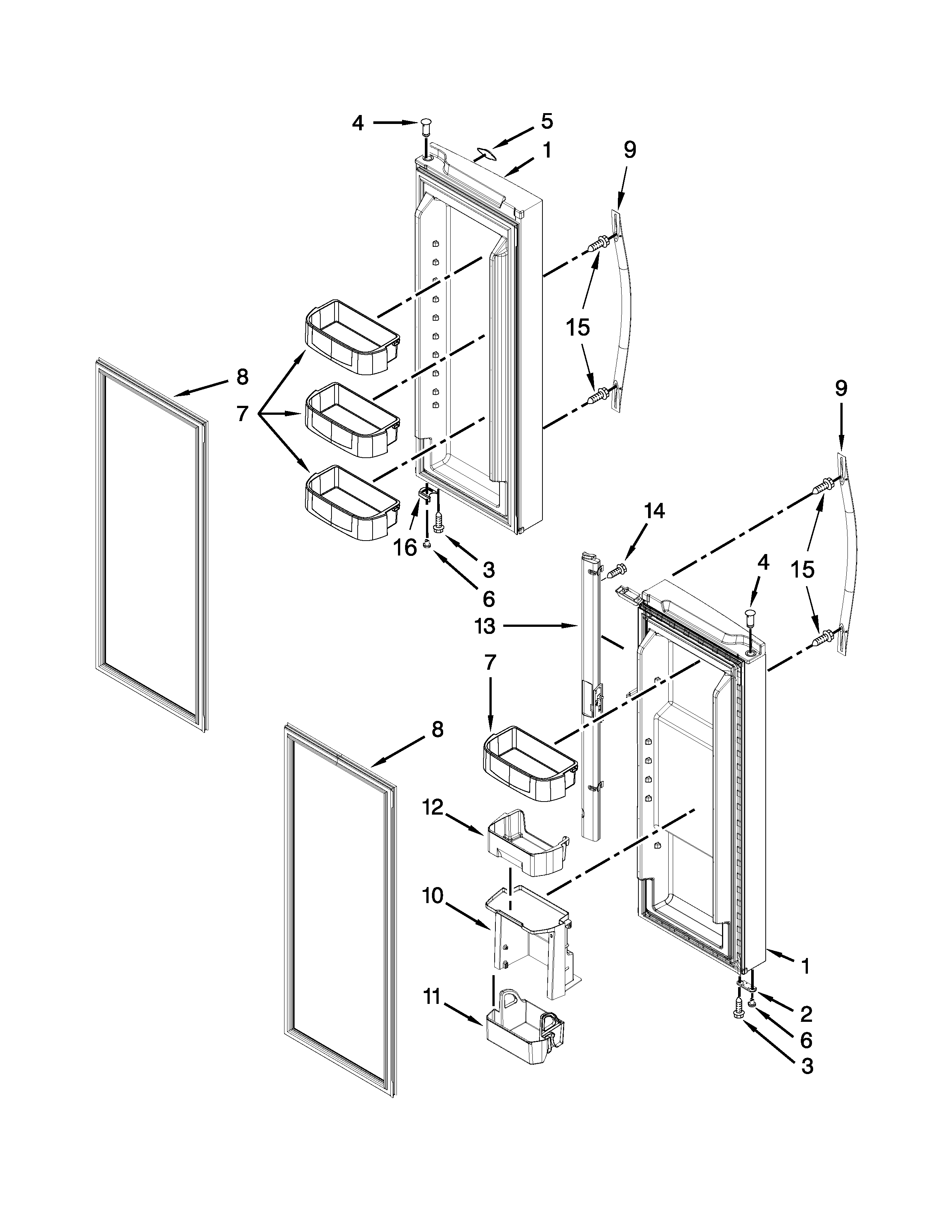 Whirlpool WRF560SEYM05 refrigerator door parts diagram