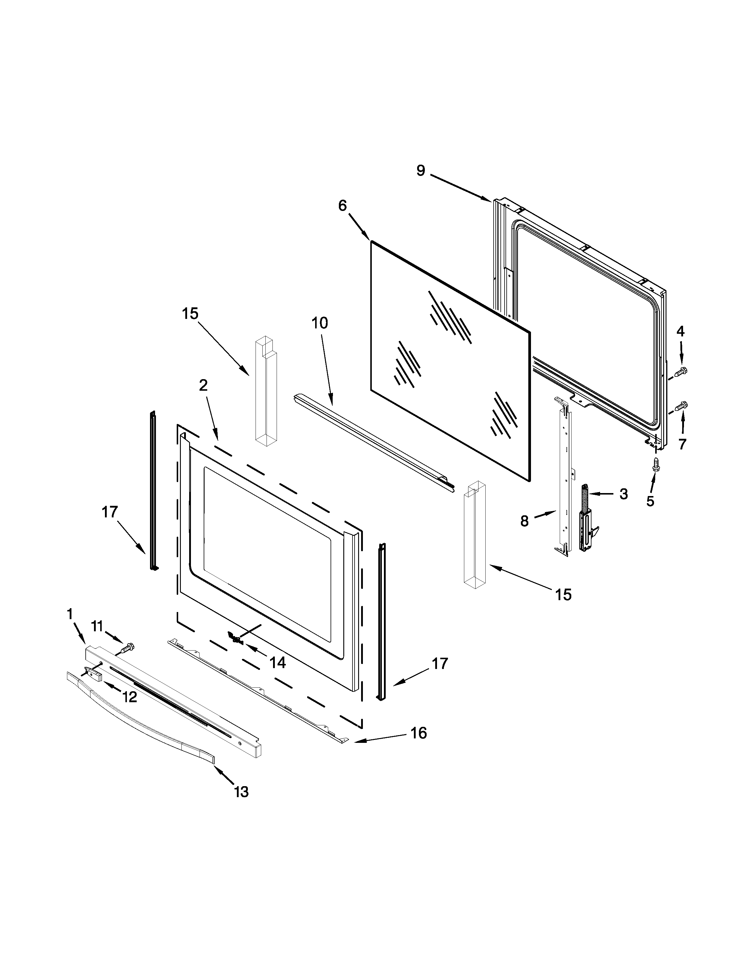 Whirlpool WFE745H0FS0 door parts diagram