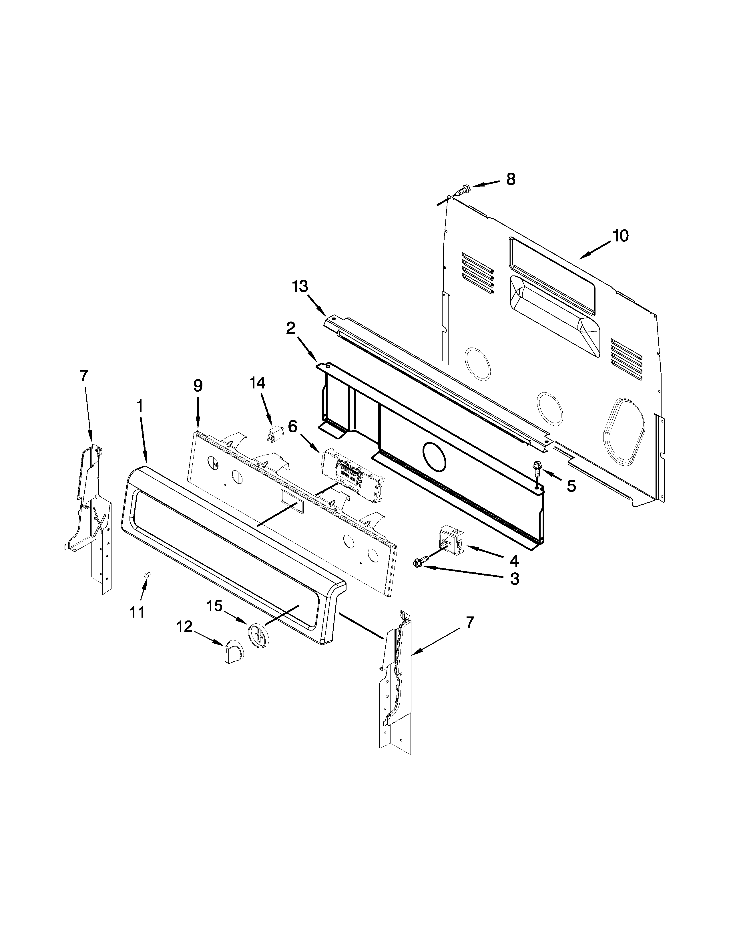 Whirlpool YWFE745H0FH0 control panel parts diagram