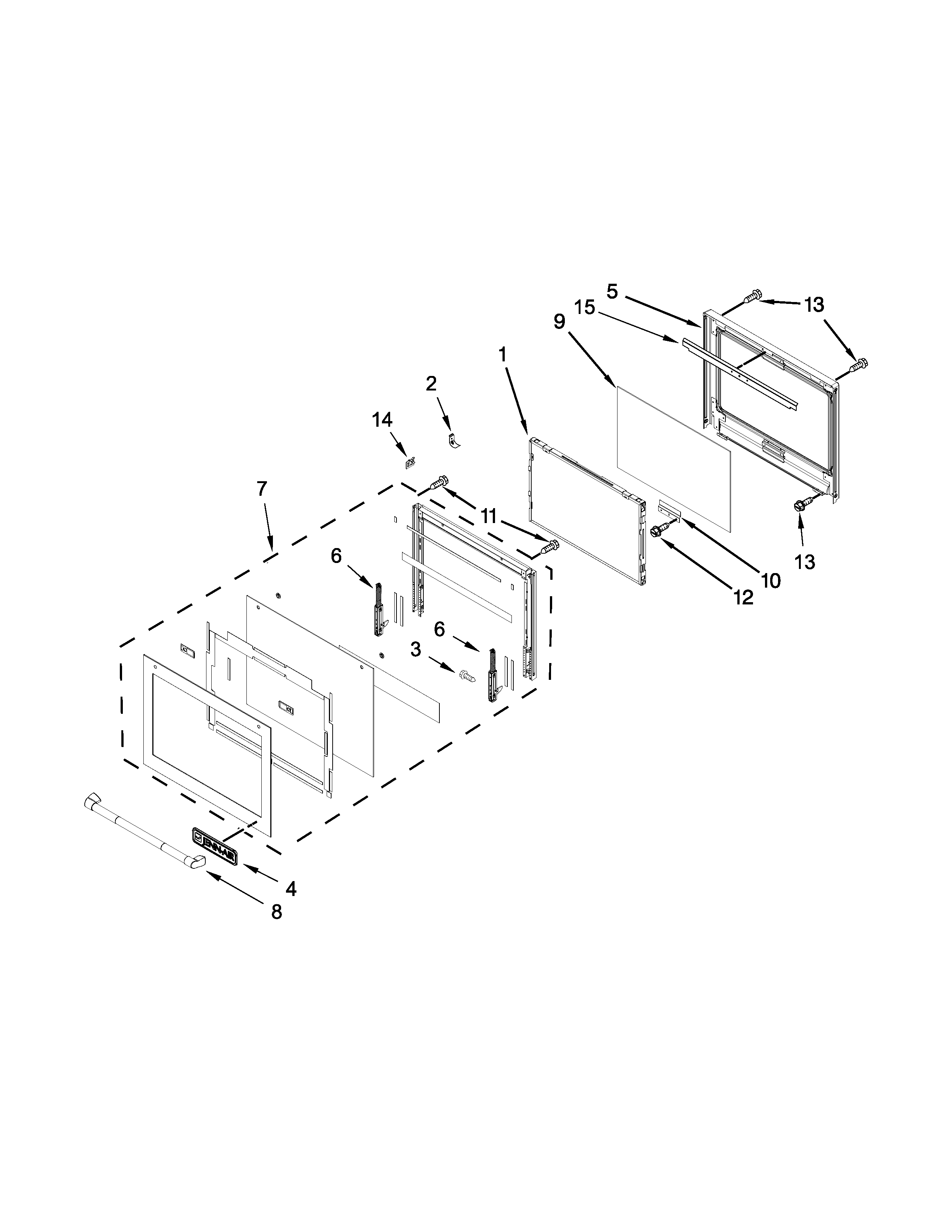 Jenn-Air JJW2430DP01 oven door parts diagram