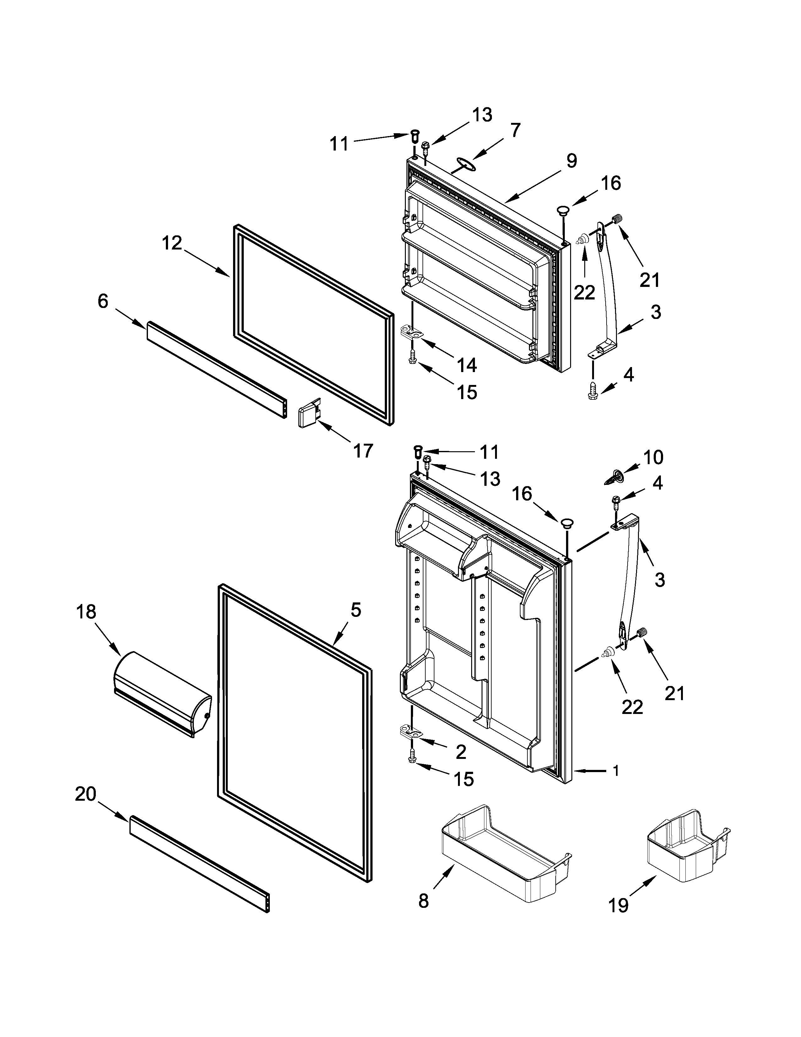 Whirlpool WRT549SZDB00 door parts diagram