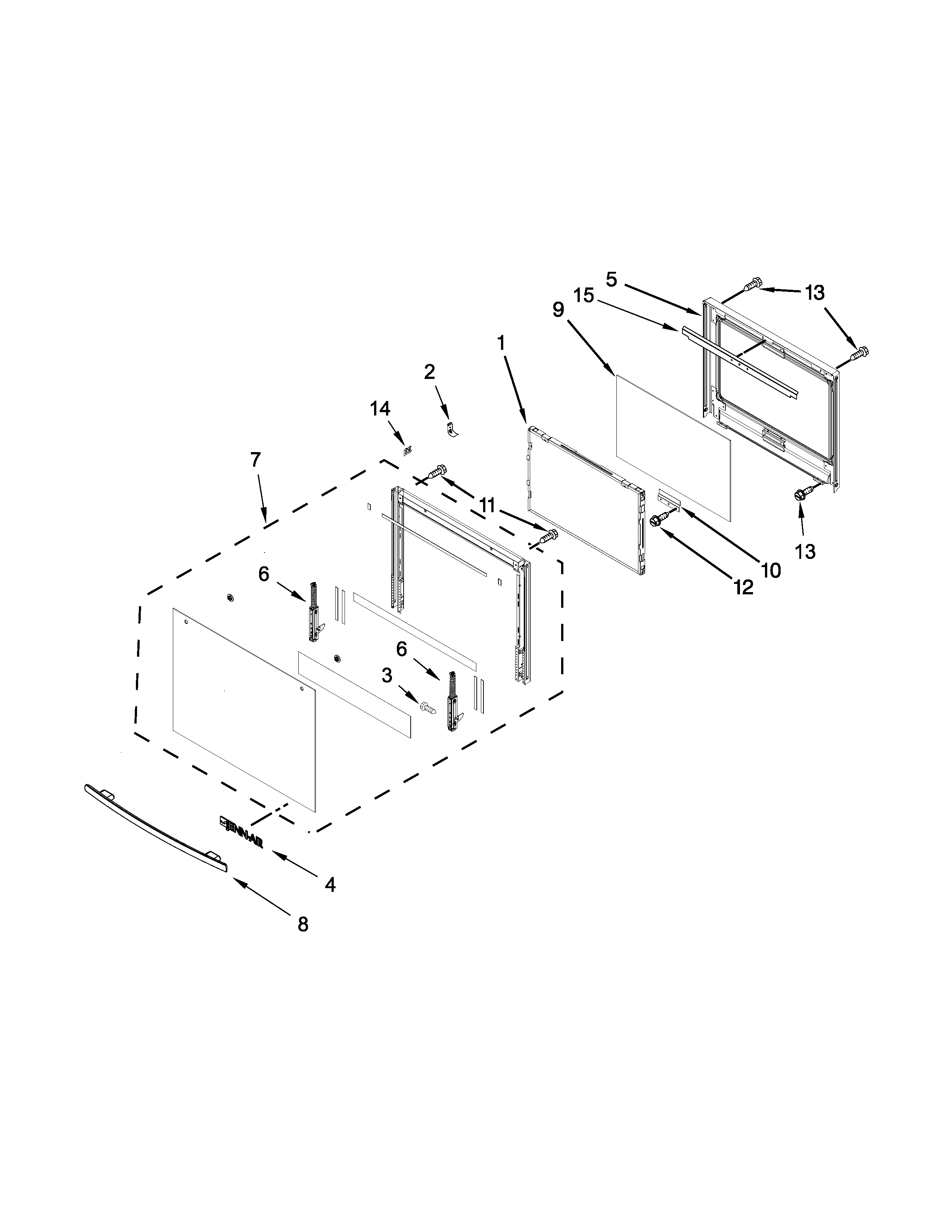 Jenn-Air JJW2430DB01 oven door parts diagram