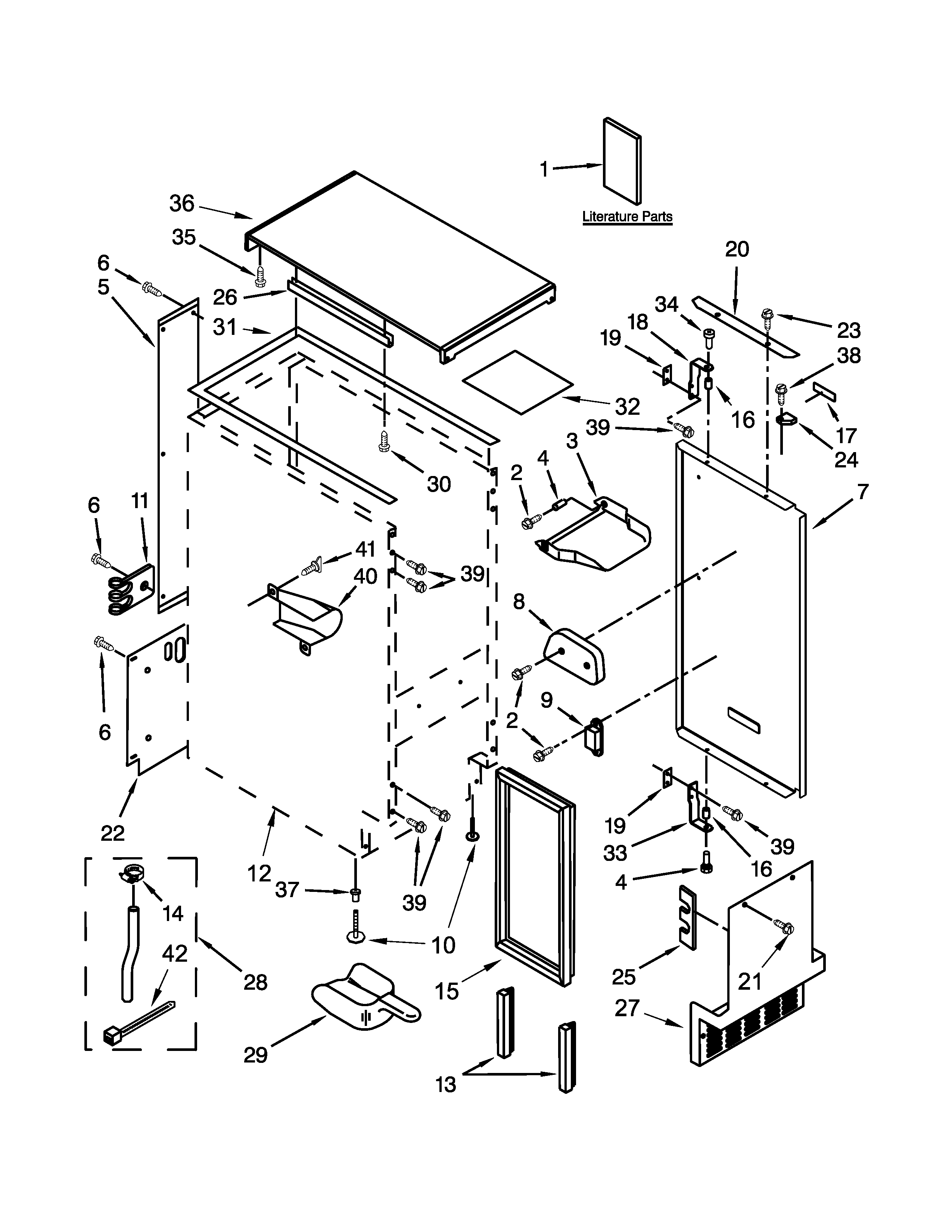 KitchenAid KUIC15PRXS3 cabinet liner and door parts diagram
