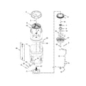Whirlpool WTW9500EW0 motor, basket and tub parts diagram