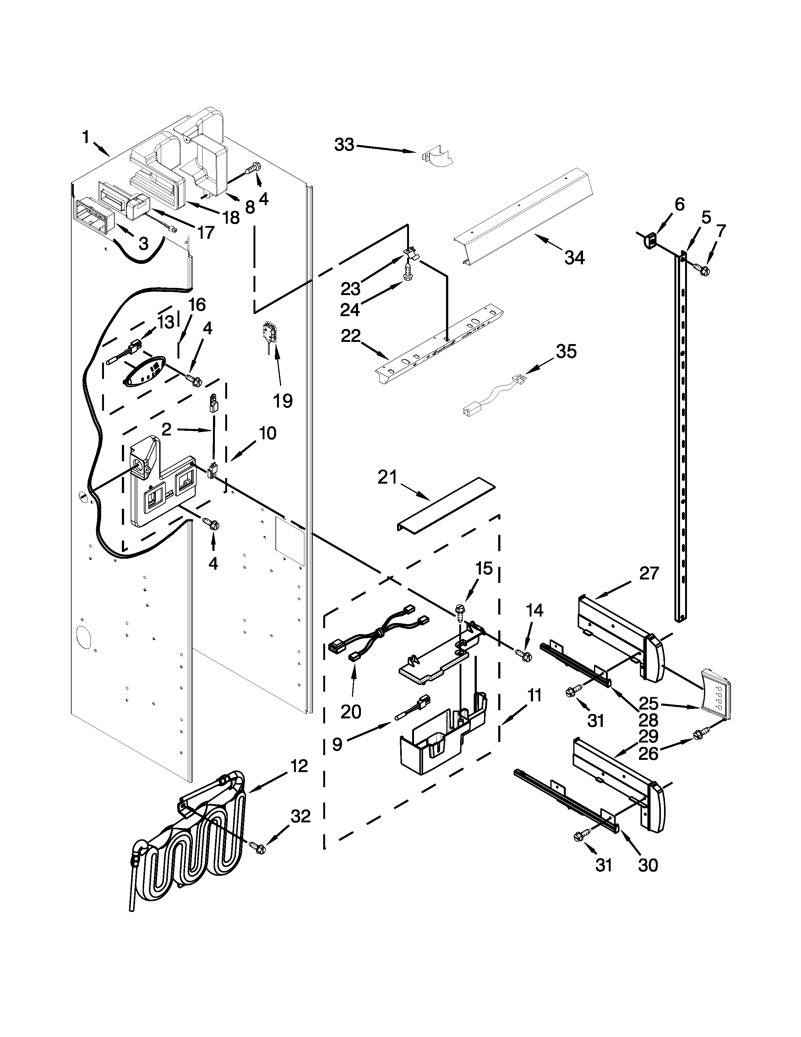 KitchenAid KBSD612ESS00 refrigerator liner parts diagram