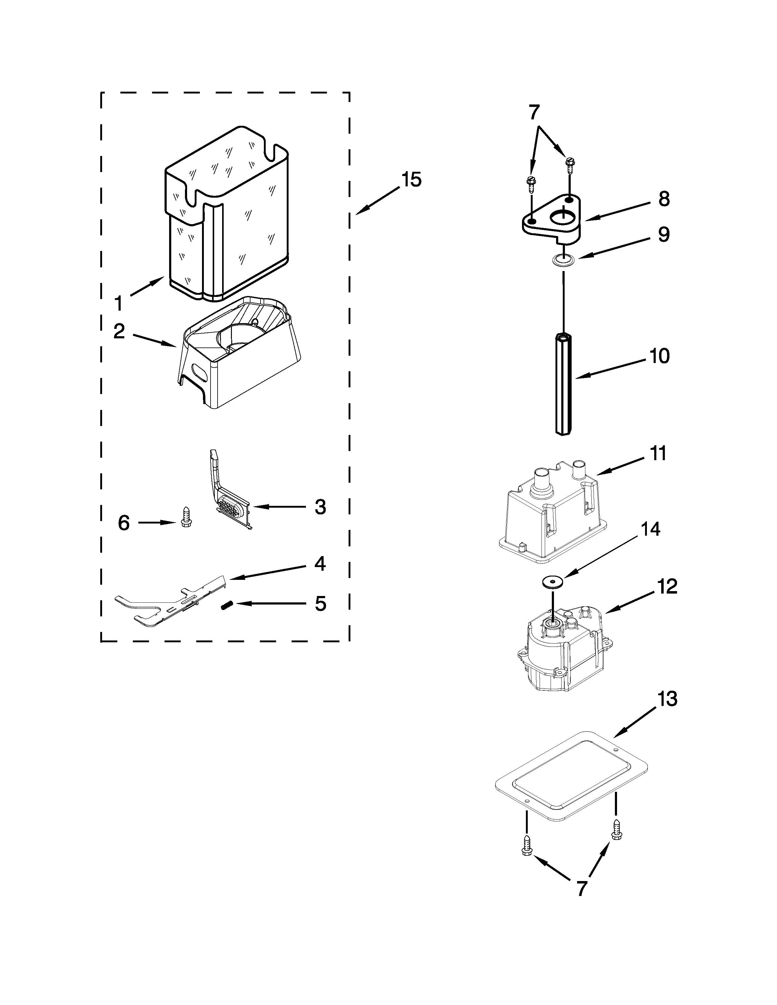 KitchenAid KBSD612ESS00 motor and ice container parts diagram