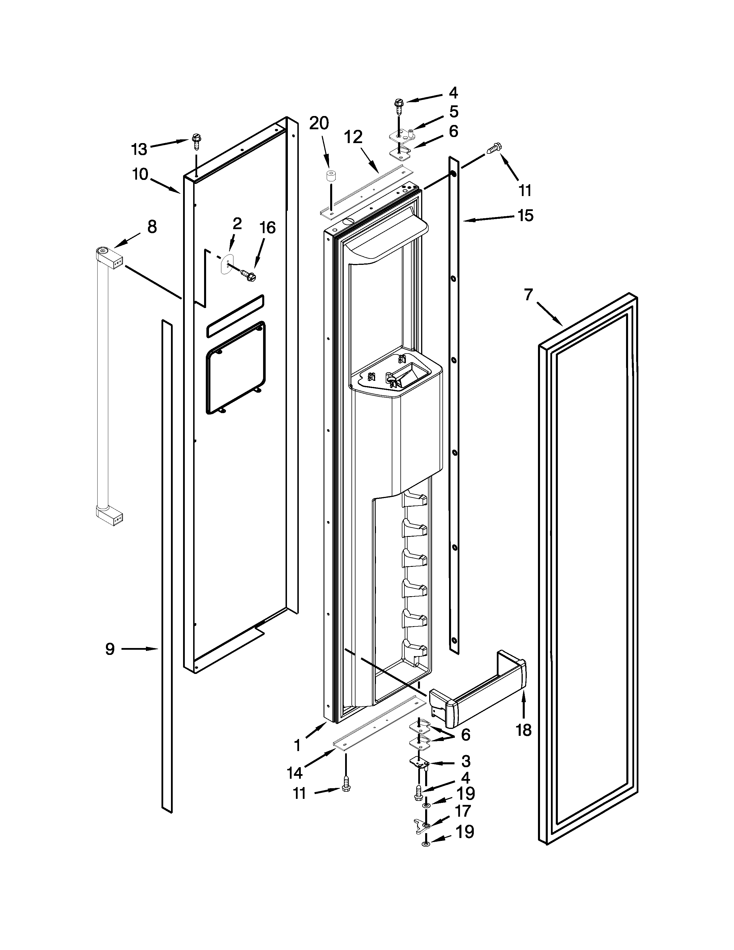 KitchenAid KBSD612ESS00 freezer door parts diagram