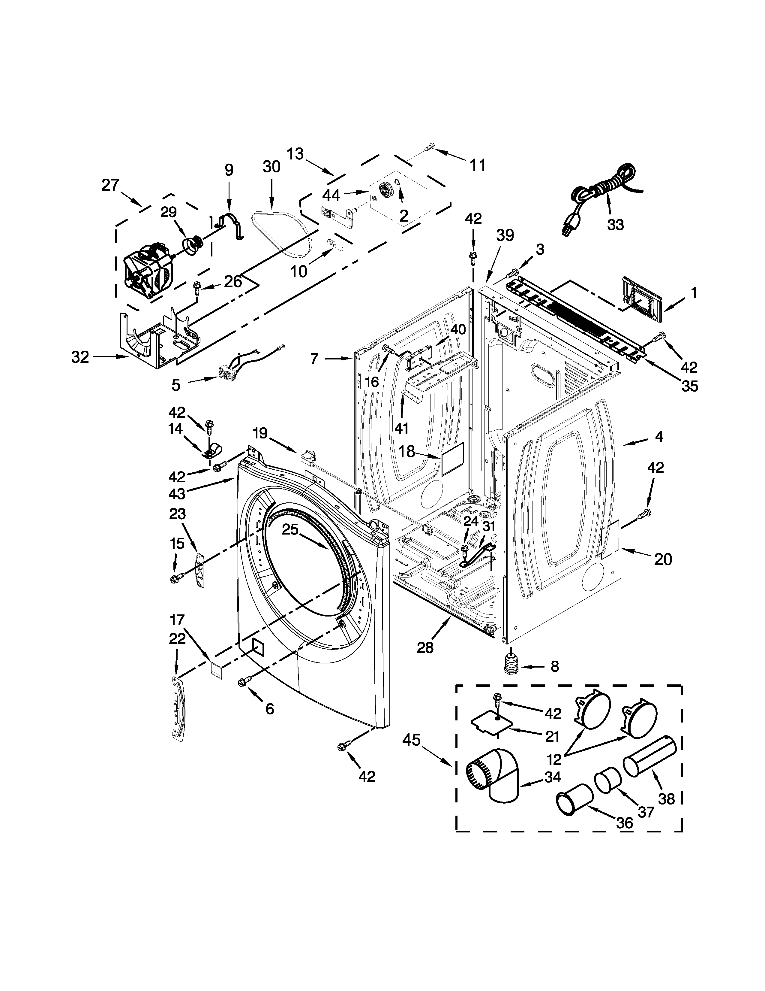 Whirlpool WGD92HEFBD0 cabinet parts diagram