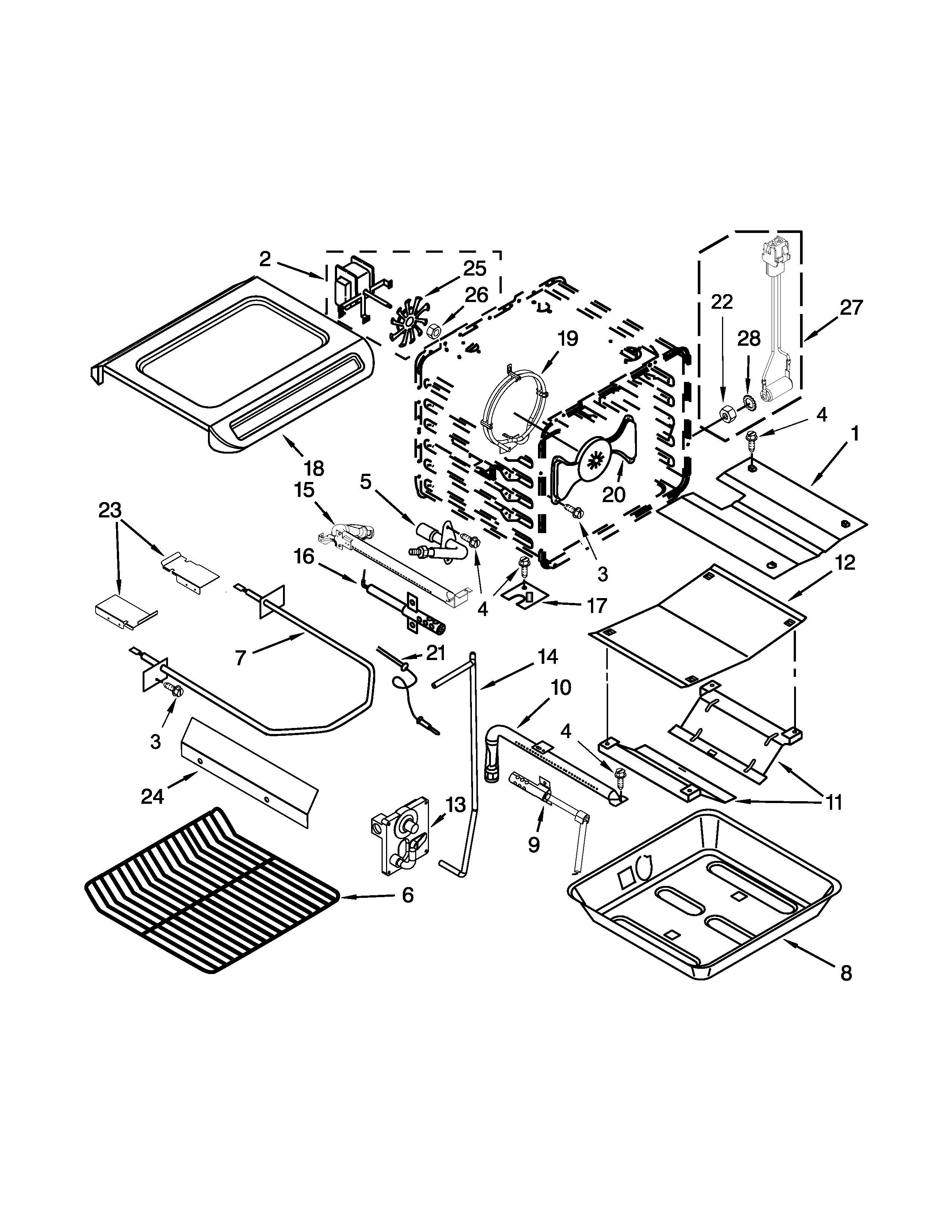 KitchenAid KGSS907SBL02 internal oven parts diagram