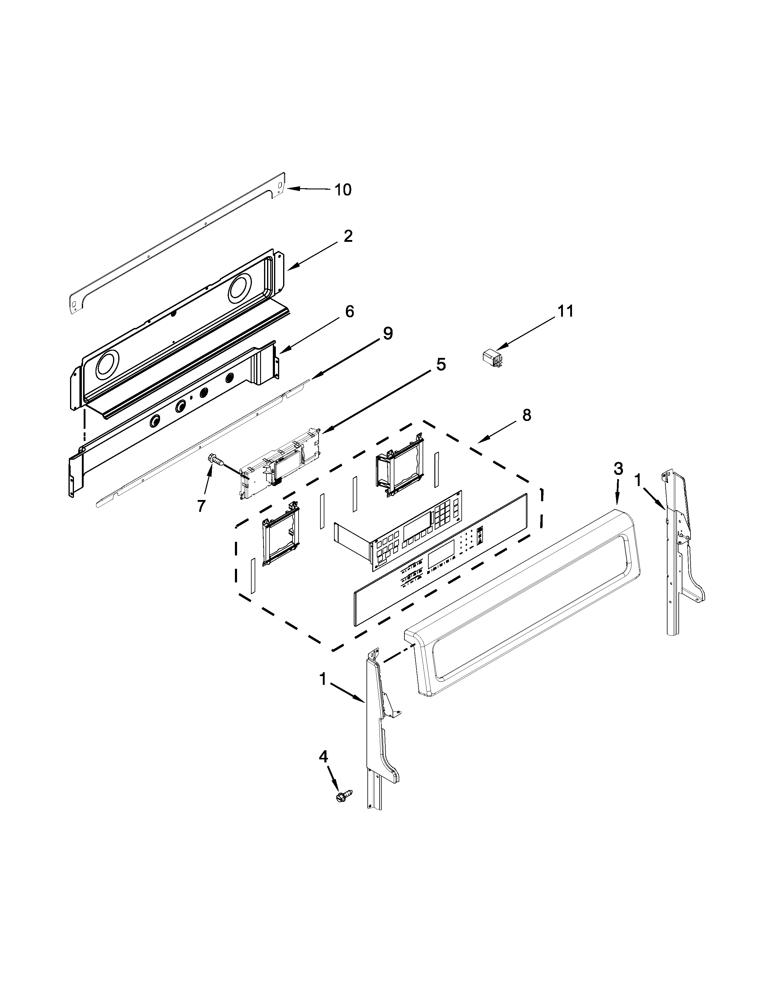 KitchenAid YKFID500ESS0 control panel parts diagram