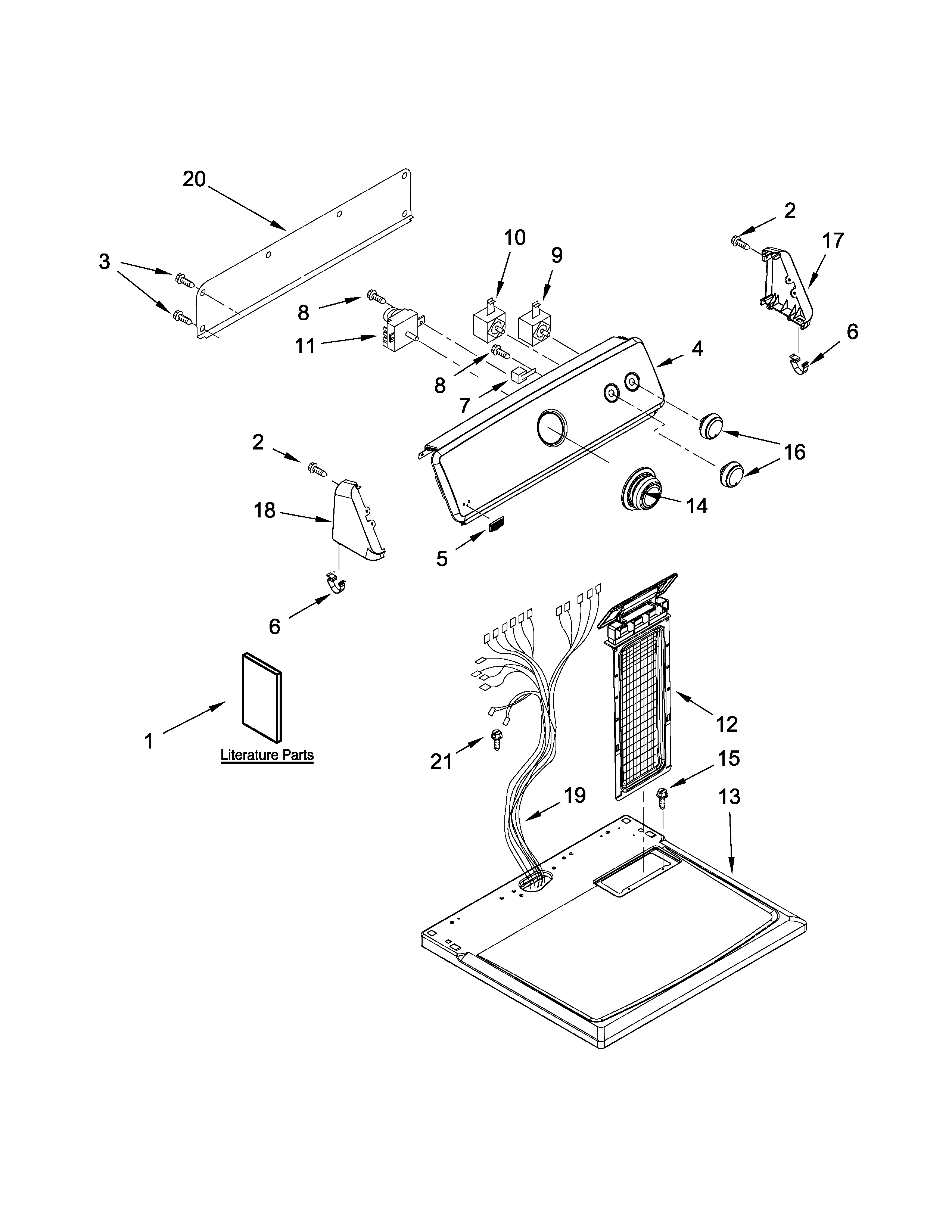 Maytag MEDC215EW1 top and console parts diagram