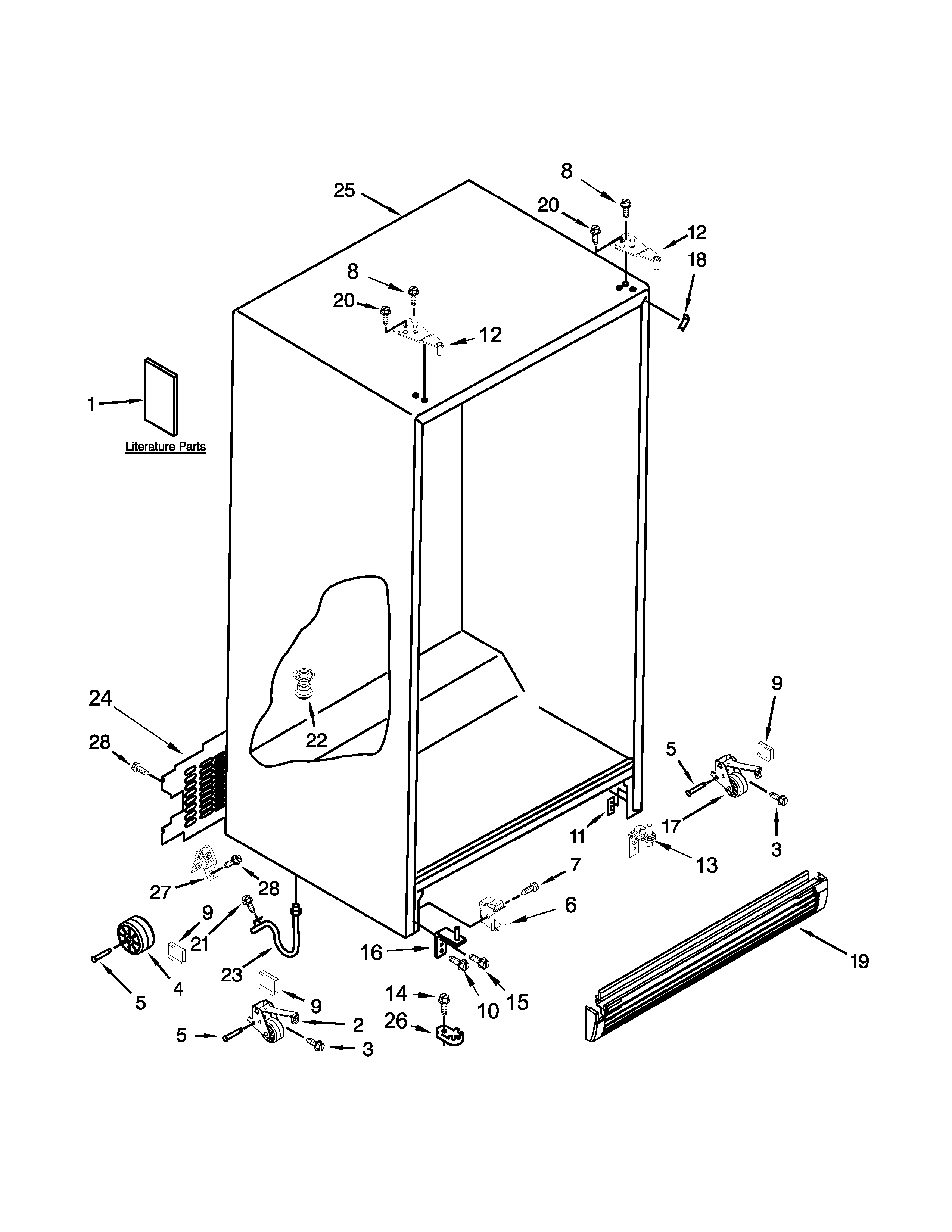 Maytag 8MSF25N4BW02 cabinet parts diagram