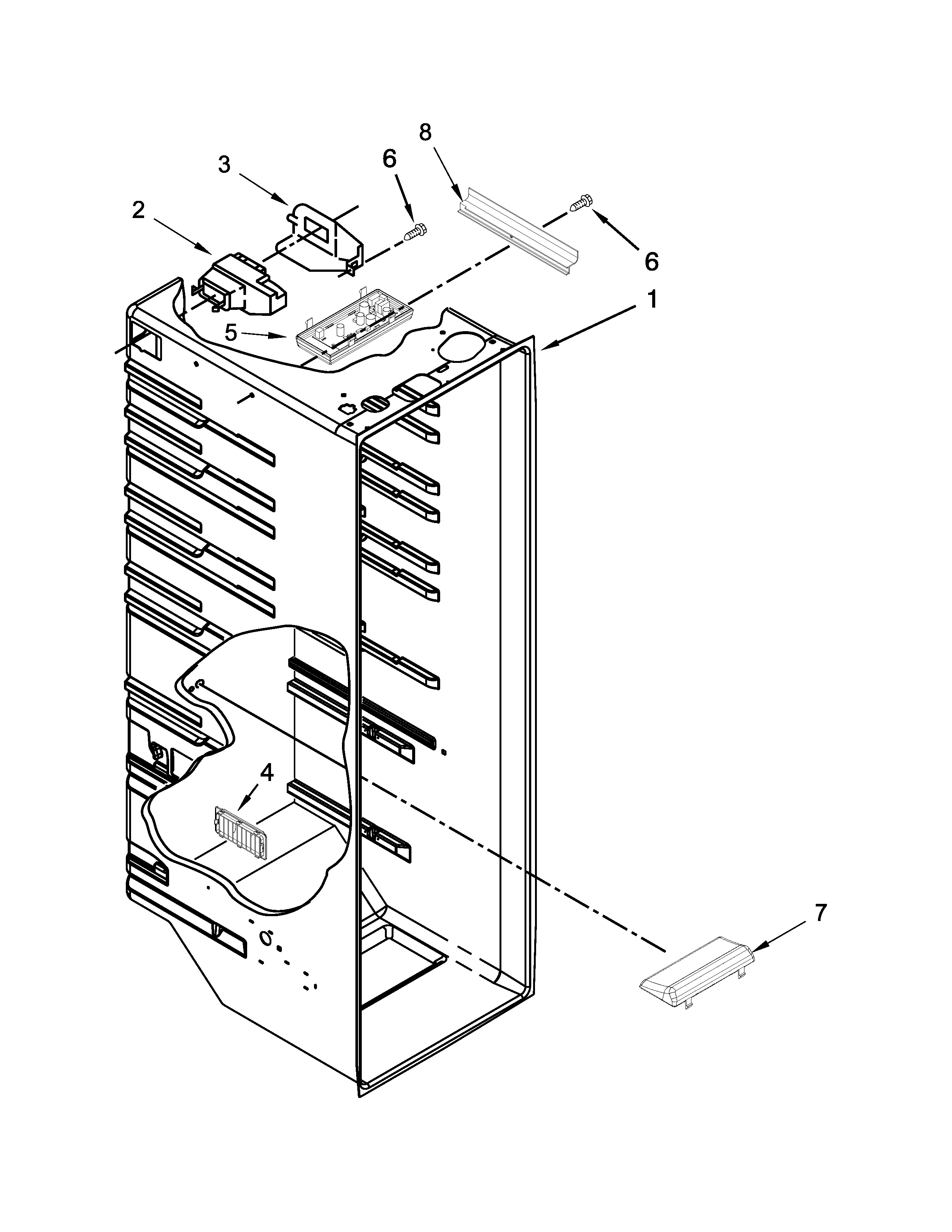 Maytag 8MSF25N4BW02 refrigerator liner parts diagram