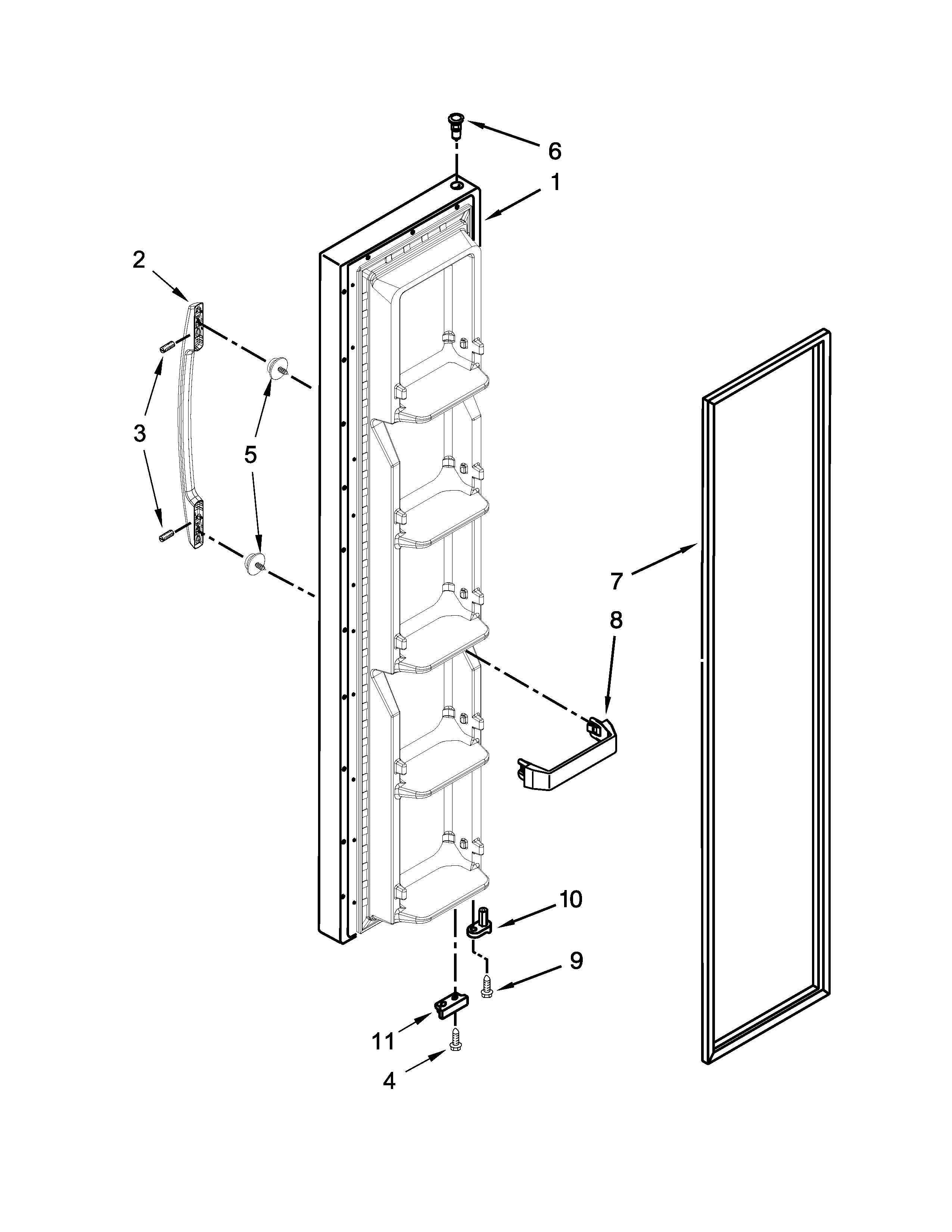 Maytag 8MSF25N4BW02 freezer door parts diagram