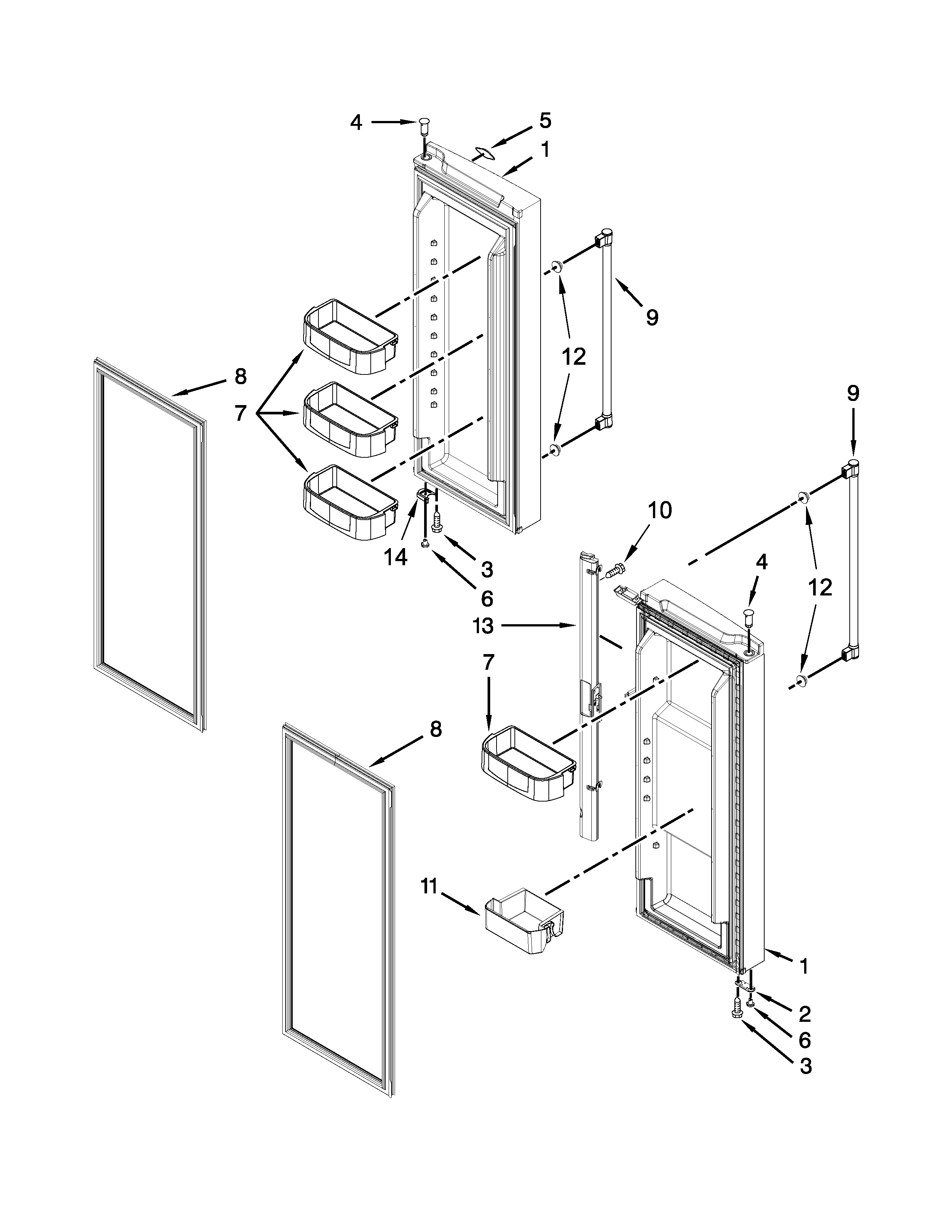 Maytag MFB2055DRH01 refrigerator door parts diagram