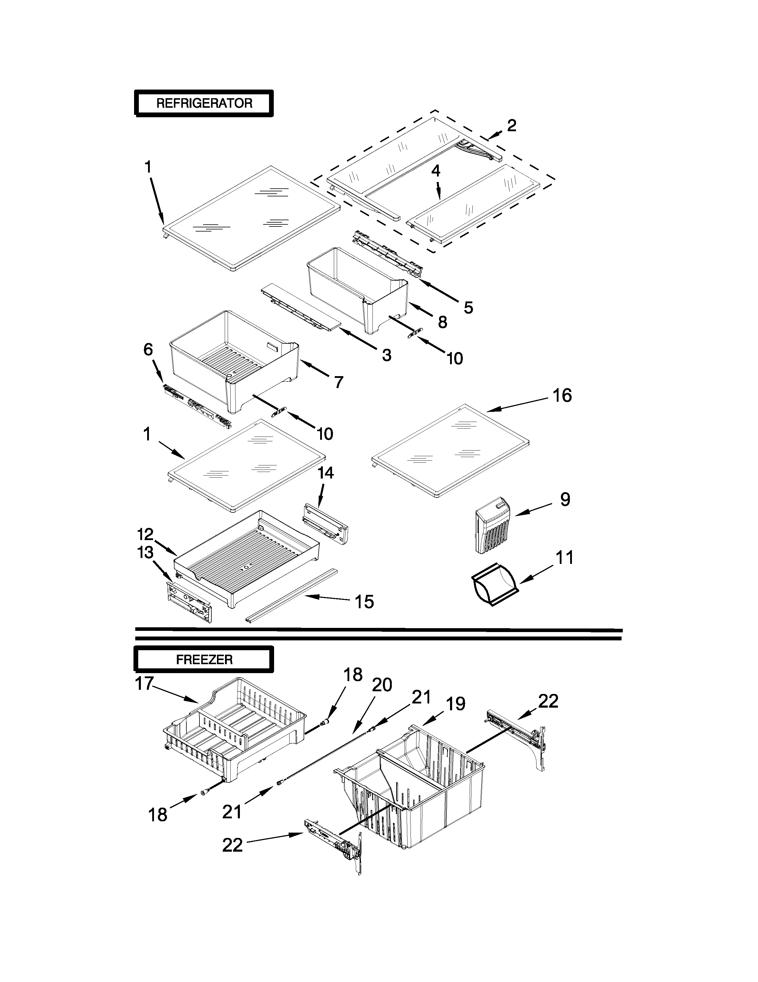 Maytag MFB2055DRH01 shelf parts diagram