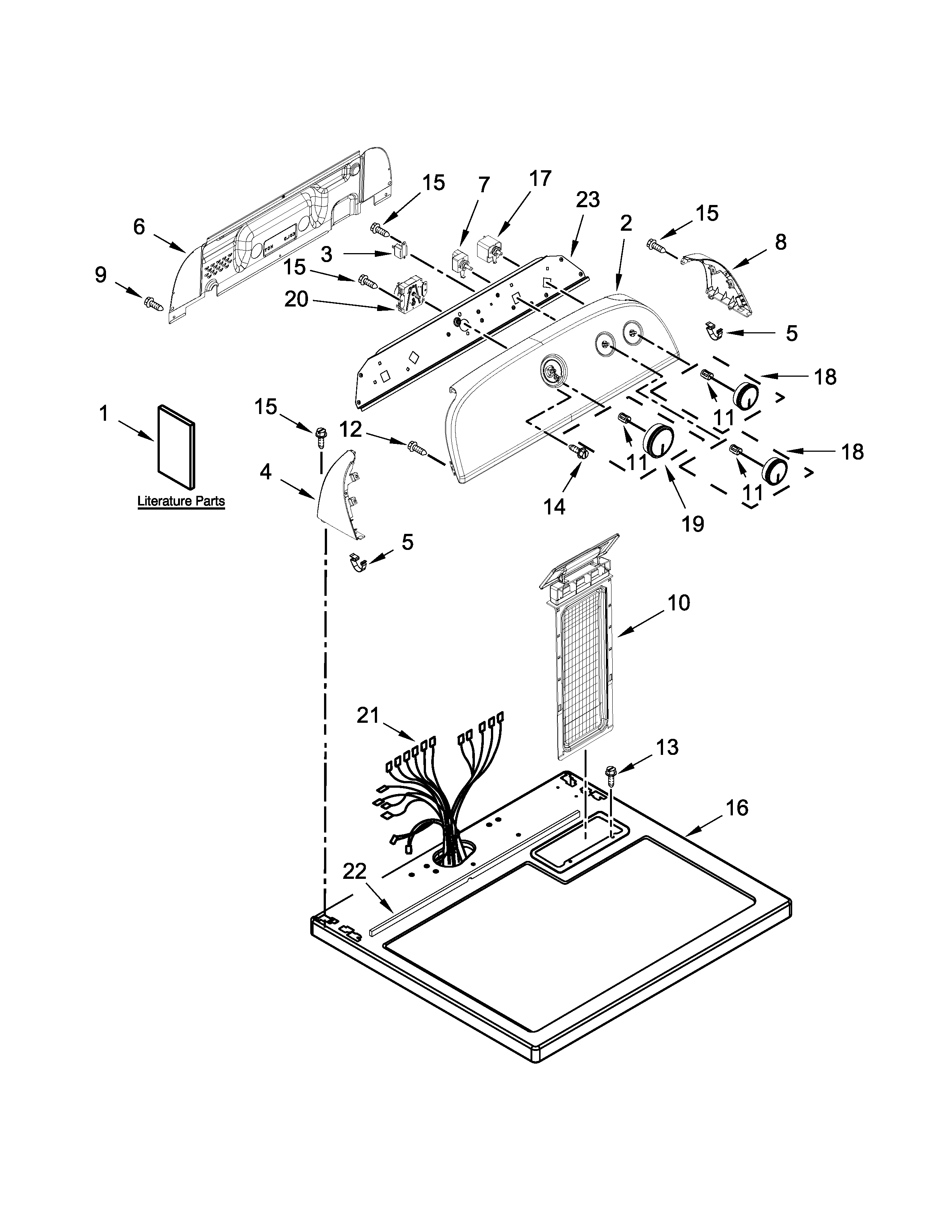 Whirlpool WGD4995EW1 top and console parts diagram