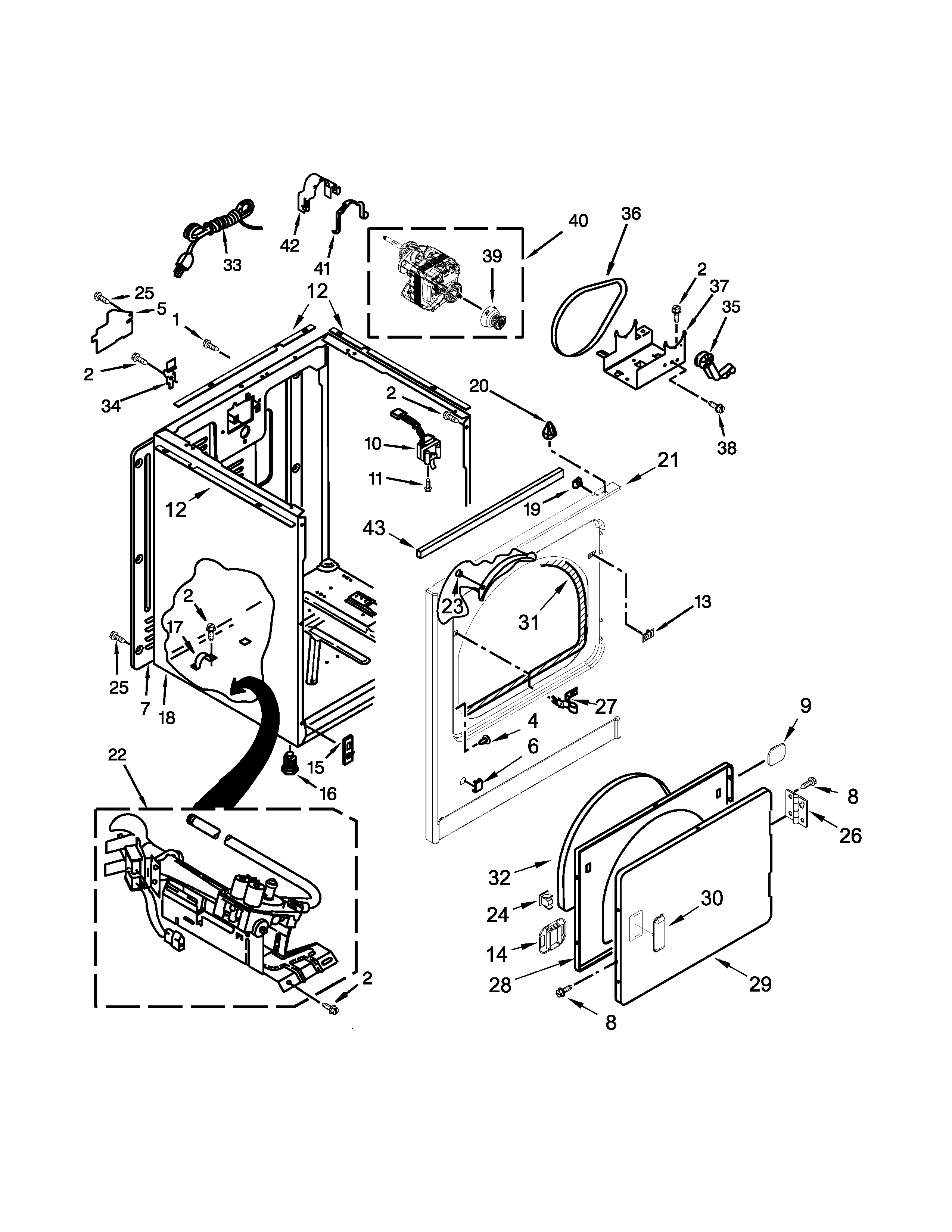 Whirlpool WGD4995EW1 cabinet parts diagram