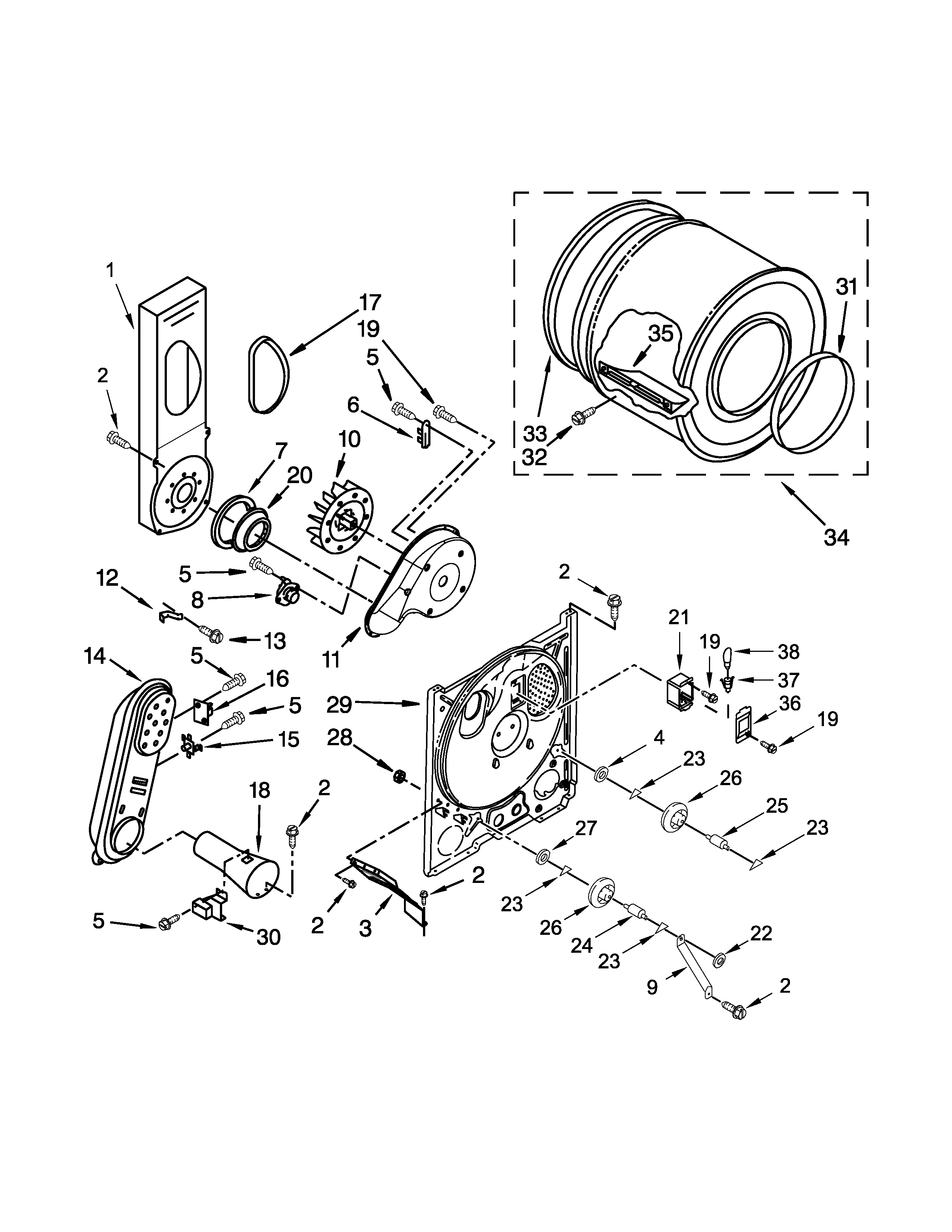 Whirlpool WGD4995EW1 bulkhead parts diagram