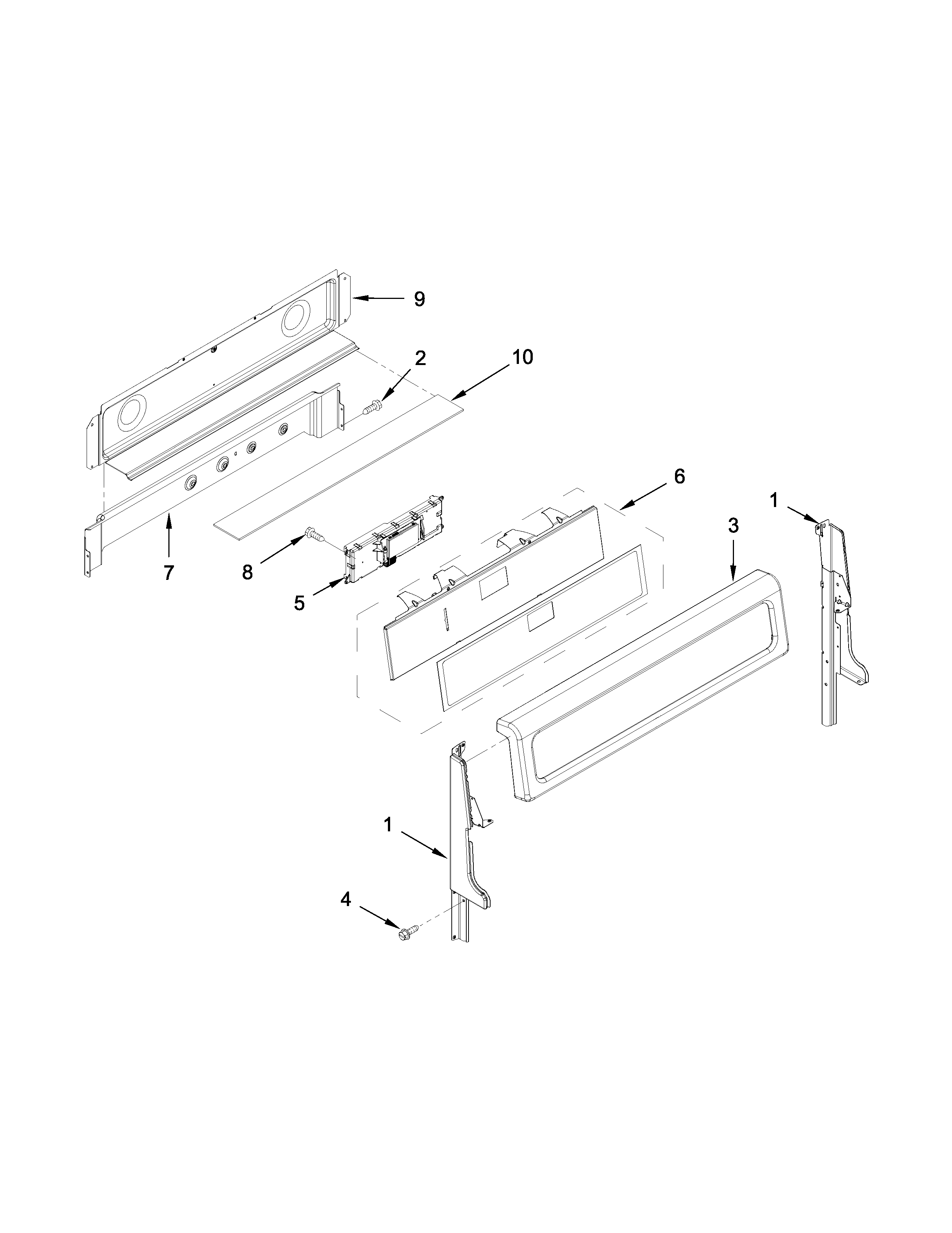 Whirlpool WGG555S0BW06 control panel parts diagram