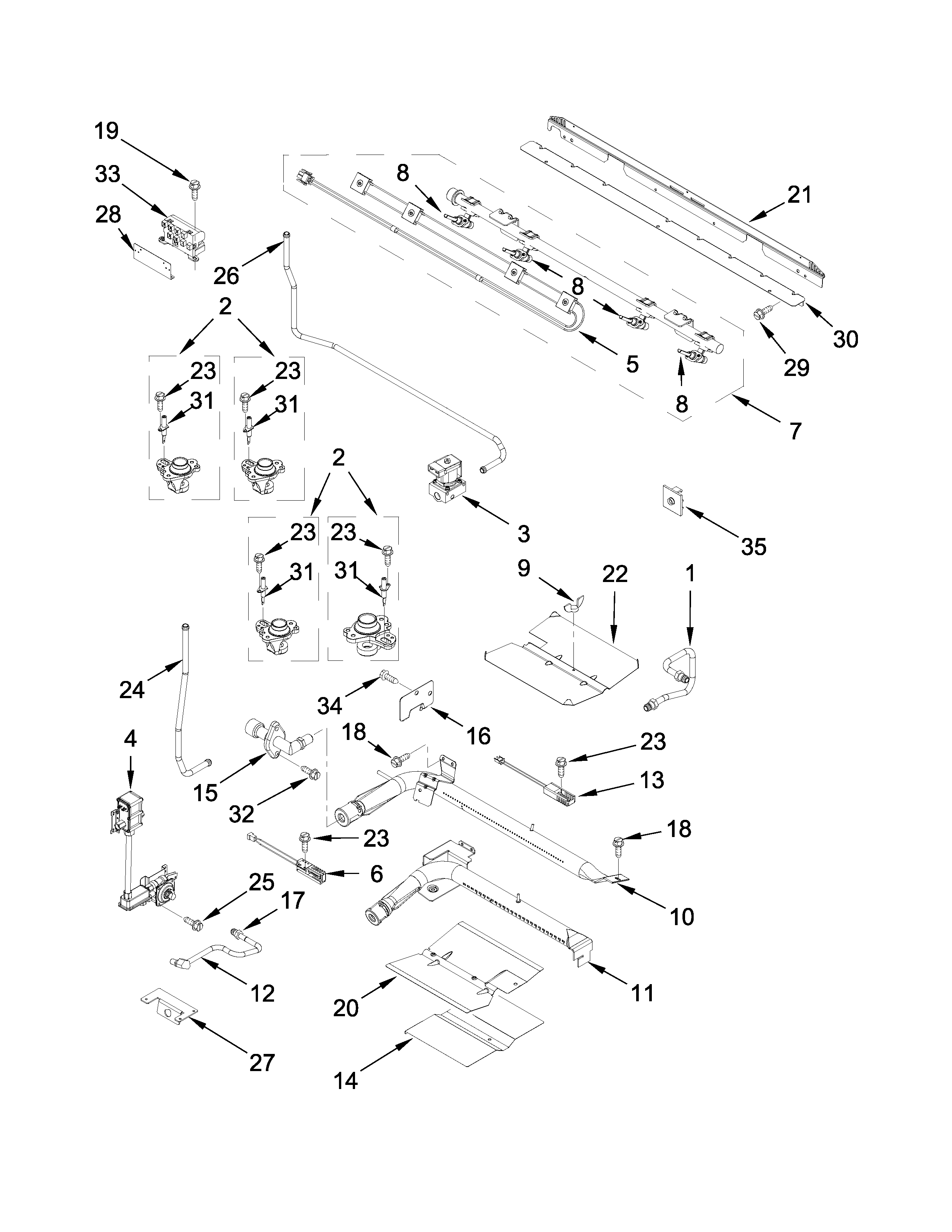 Whirlpool WGG555S0BW06 manifold parts diagram