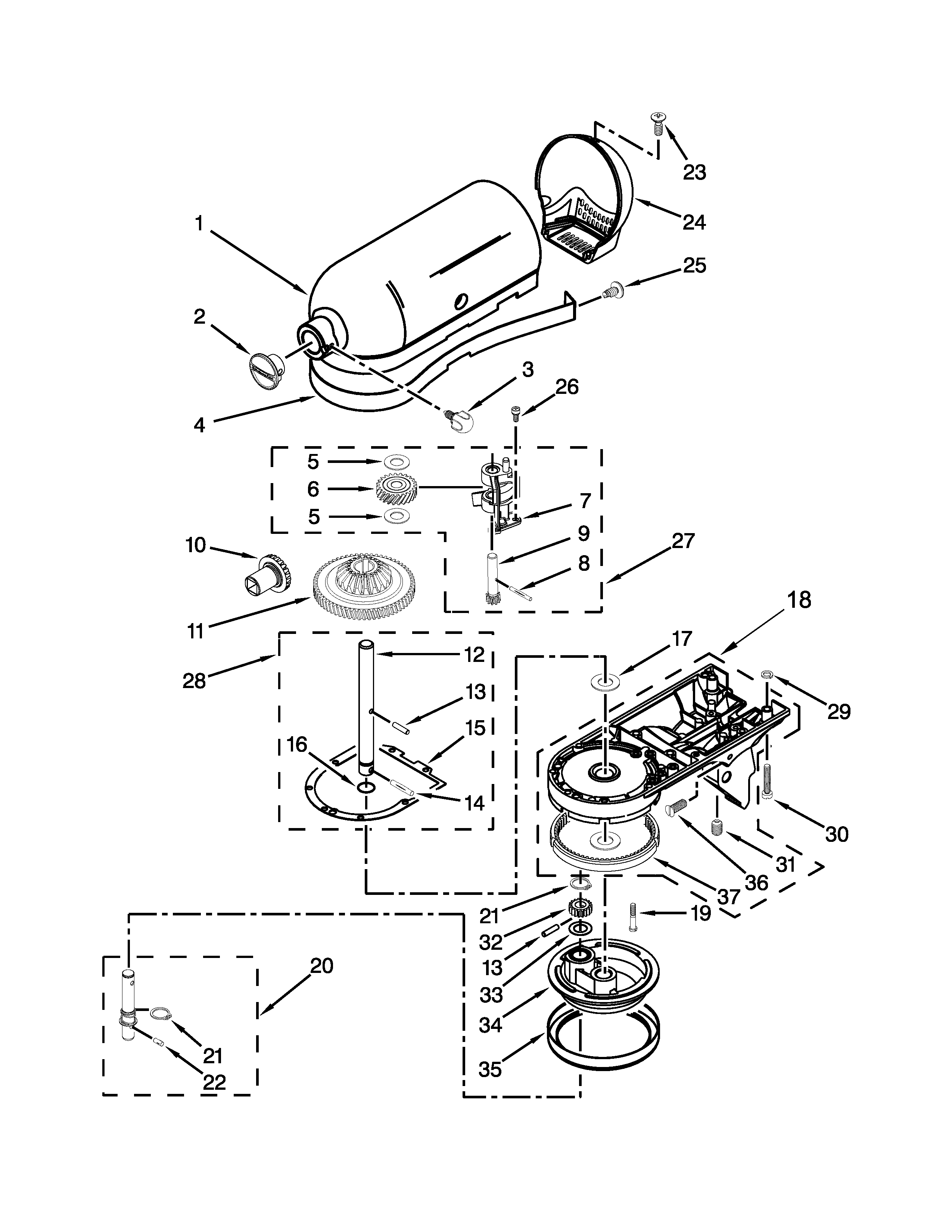 KitchenAid KSM88RBQLR0 case, gearing and planetary unit parts diagram