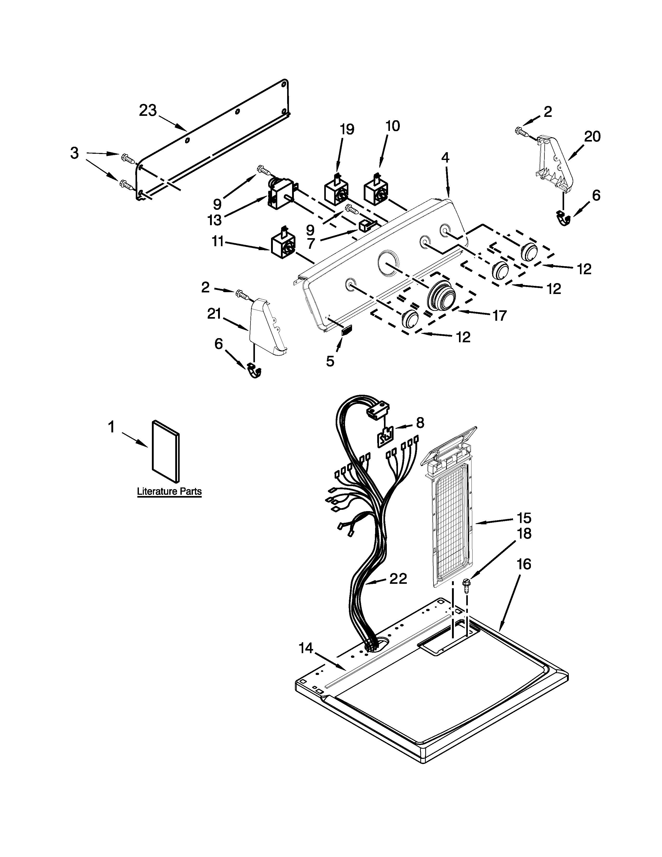 Maytag MEDC400BW1 top and console parts diagram