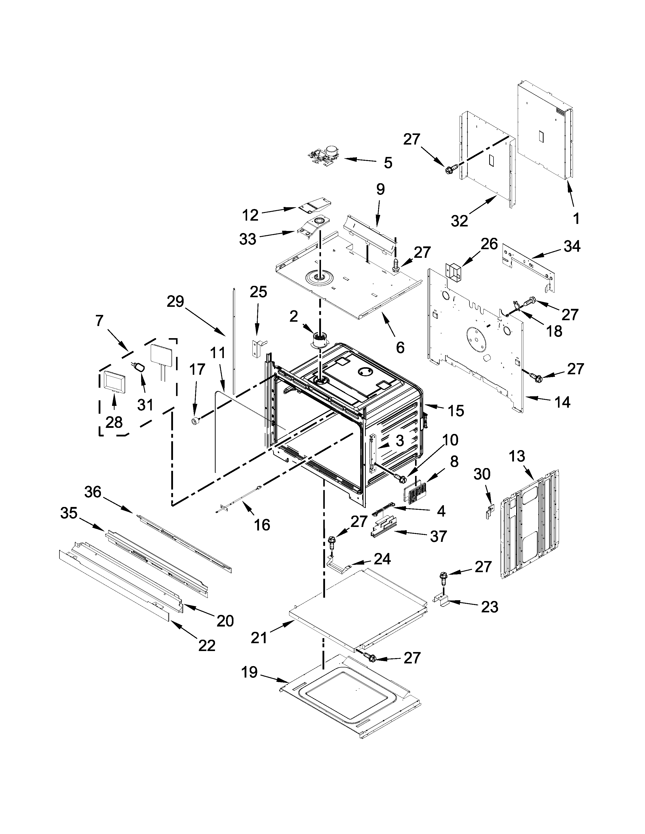 Jenn-Air JJW2727DS01 oven parts diagram