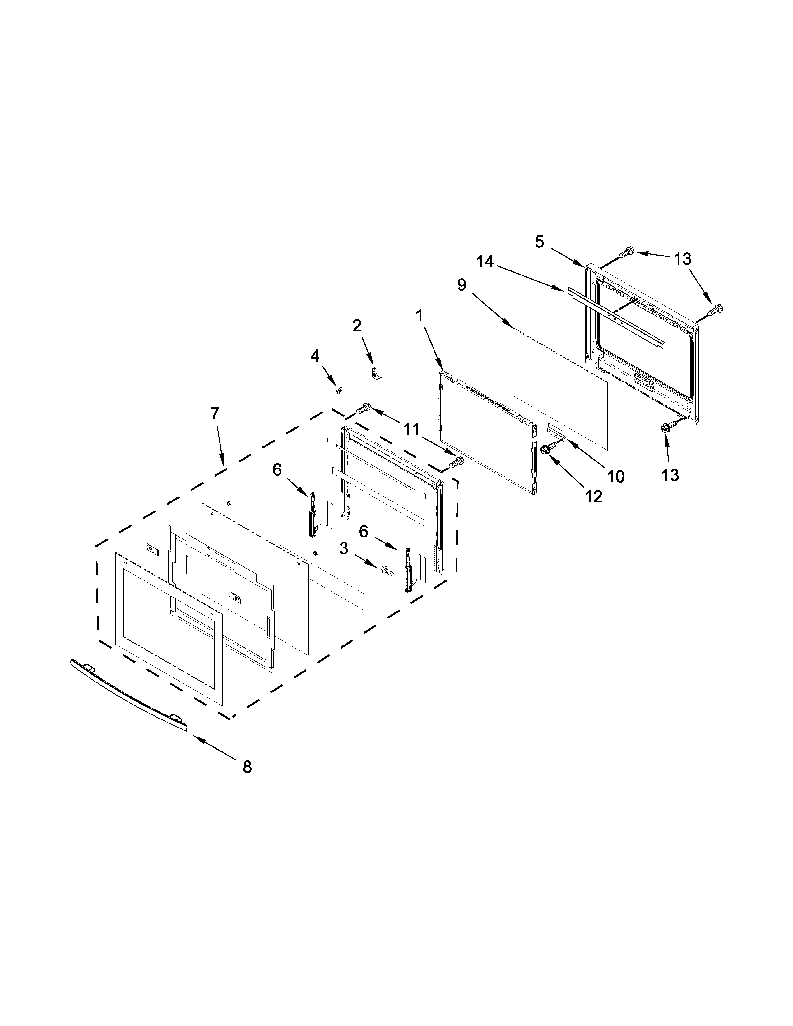 Jenn-Air JJW2727DS01 upper oven door parts diagram