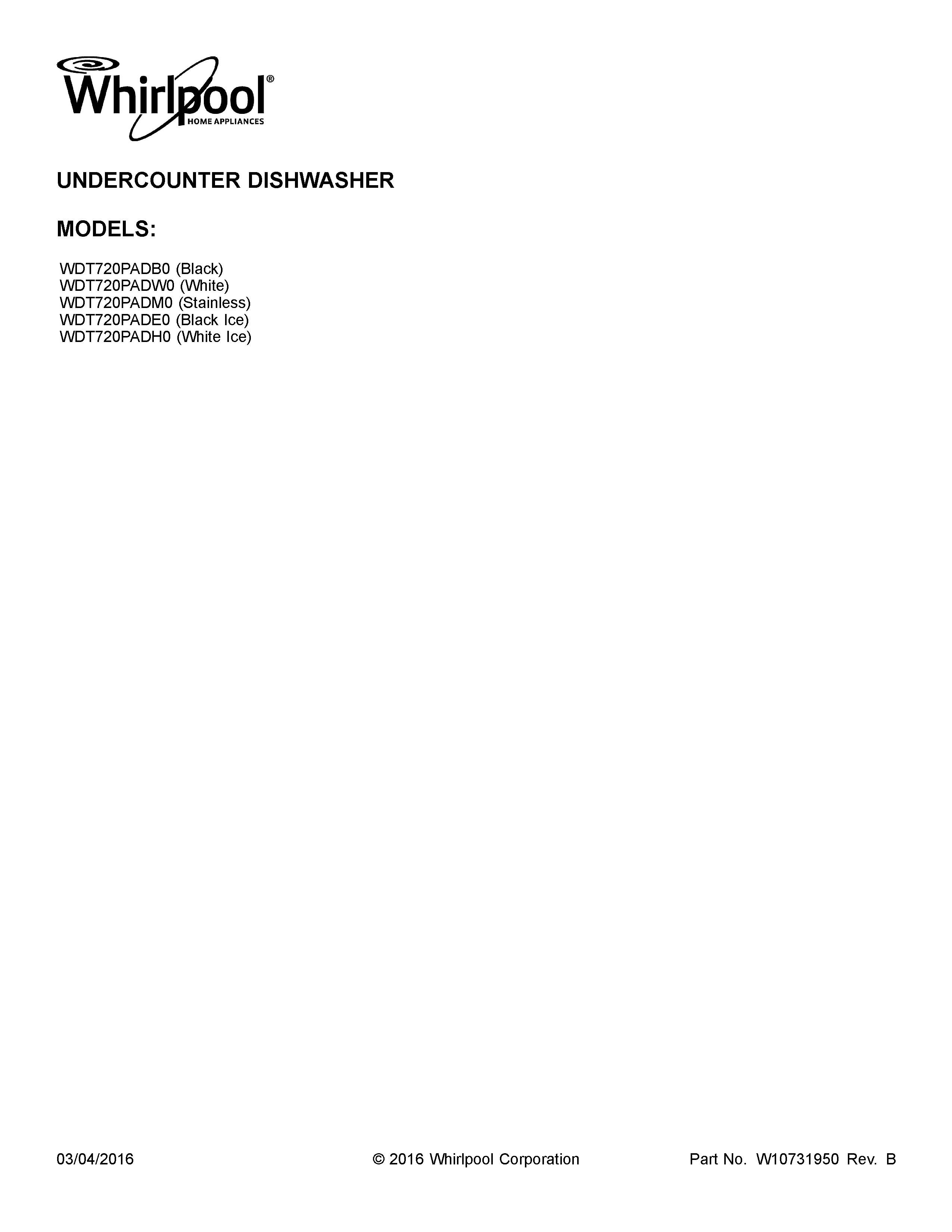Whirlpool WDT720PADH0 cover sheet diagram