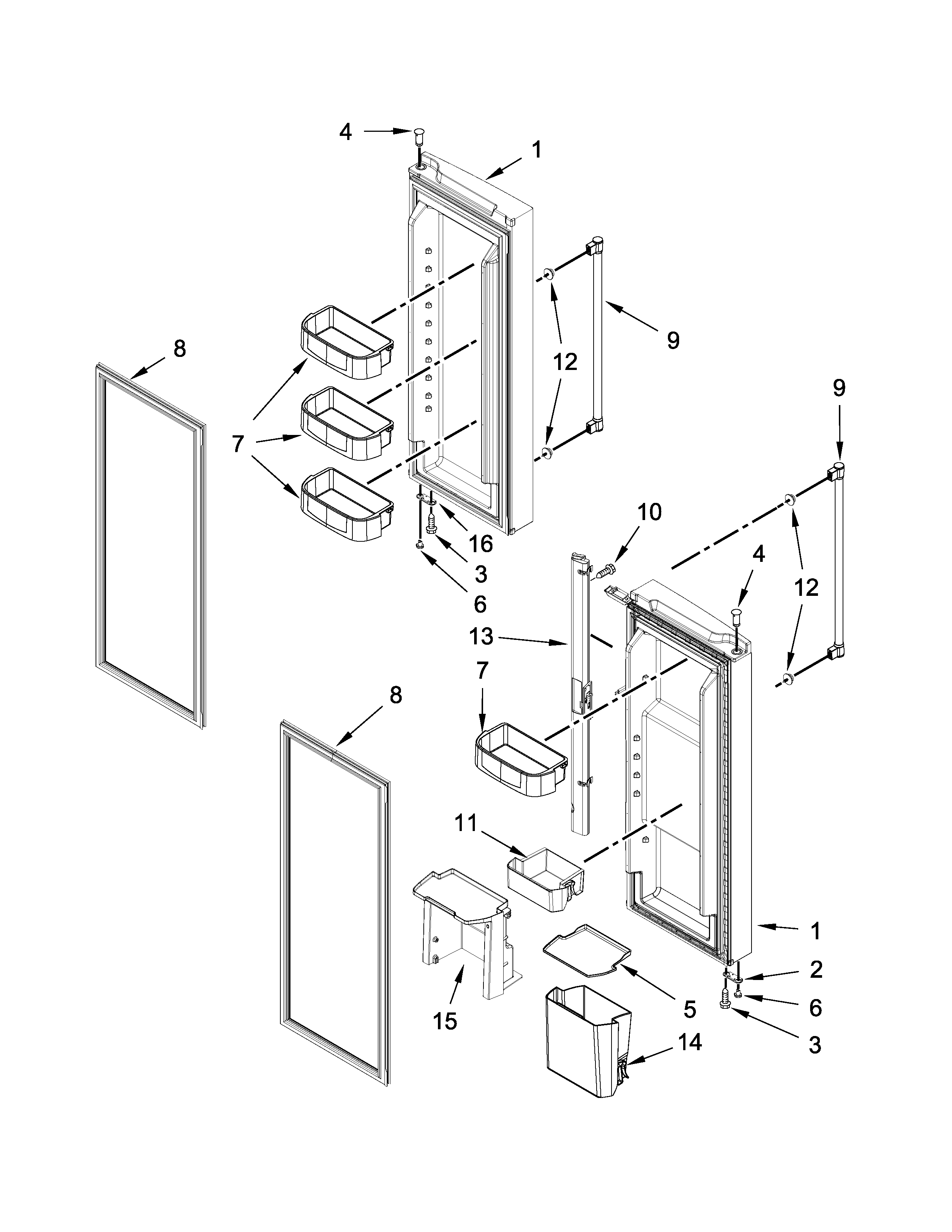 Ikea IX5BBEXDS00 refrigerator door parts diagram