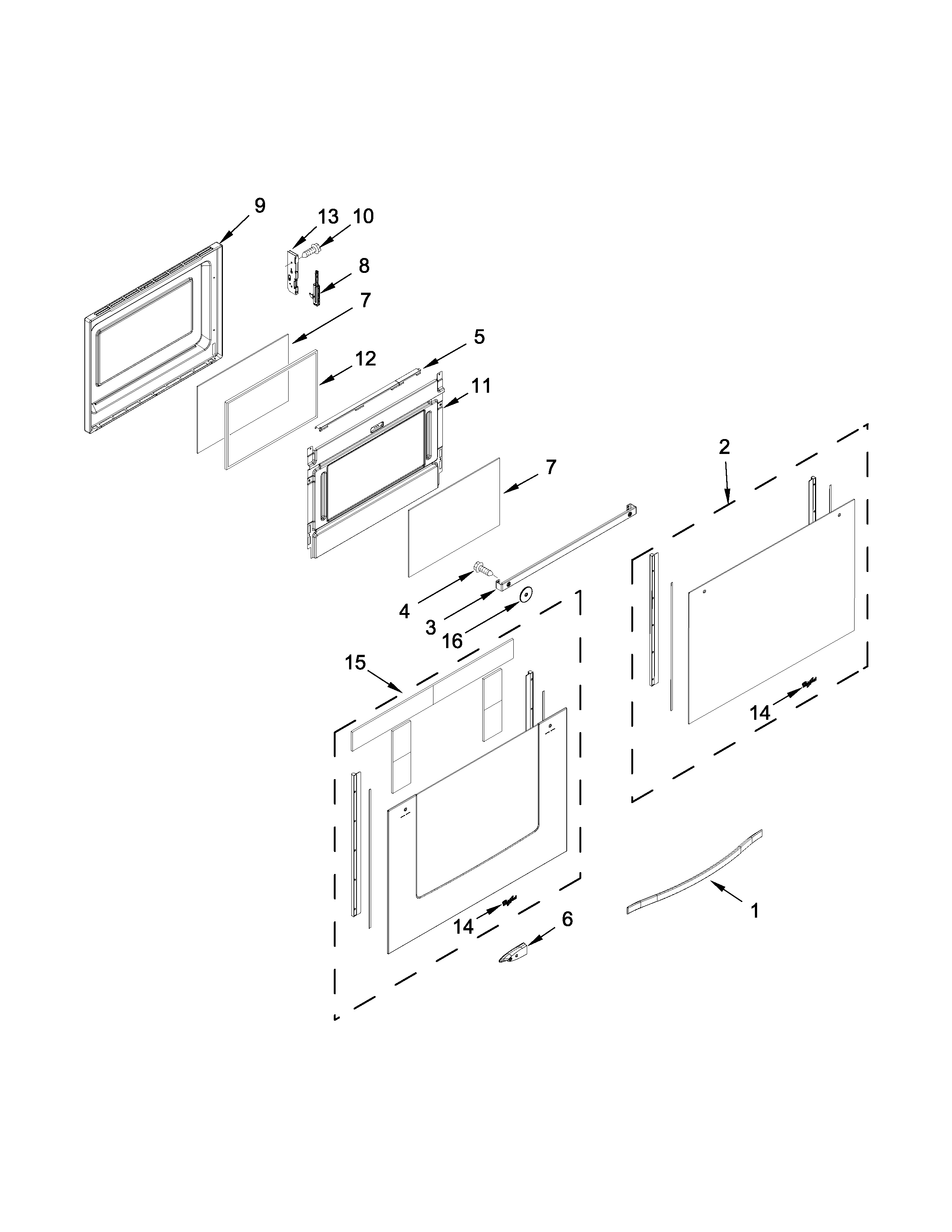 Whirlpool WGG755S0BH06 lower door parts diagram