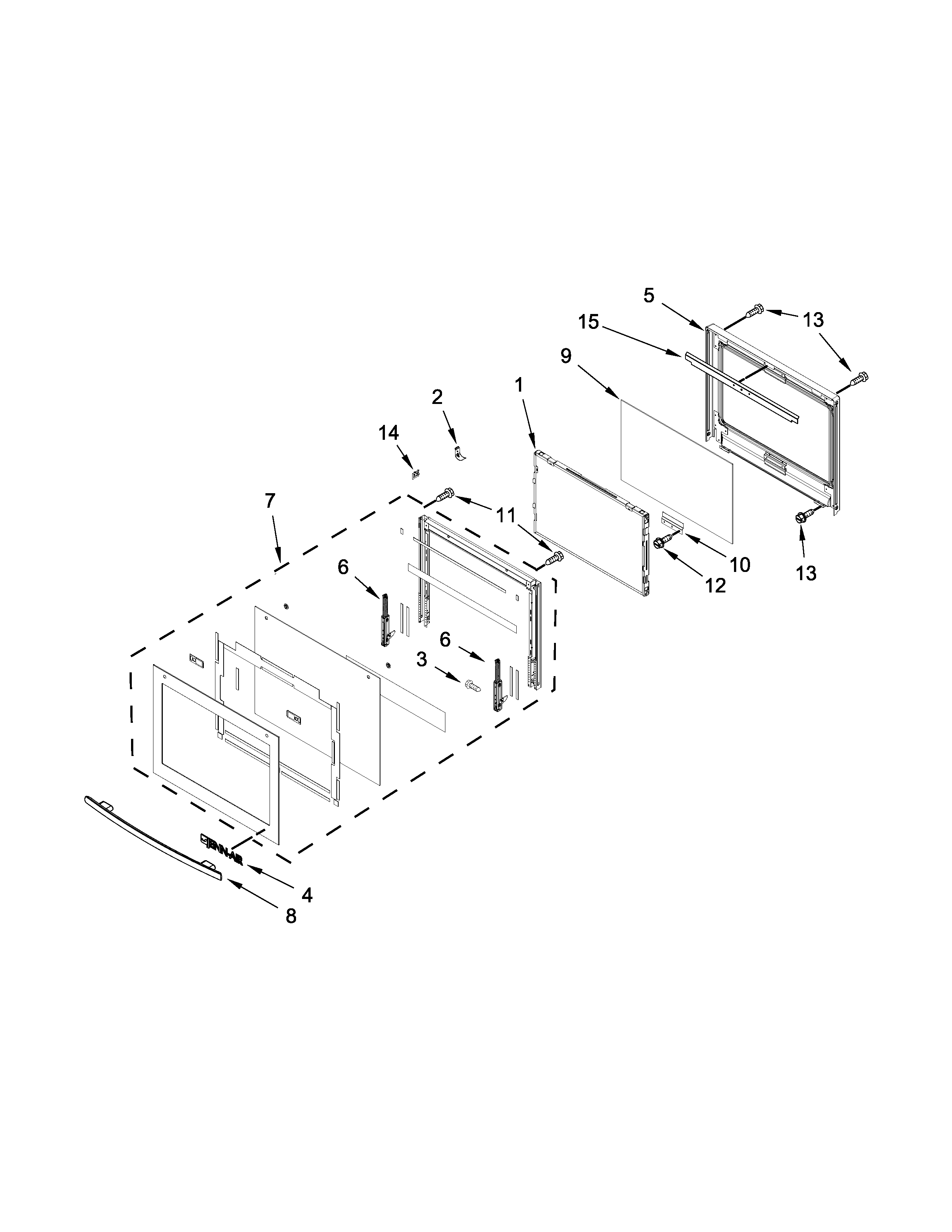 Jenn-Air JJW2427DS01 oven door parts diagram