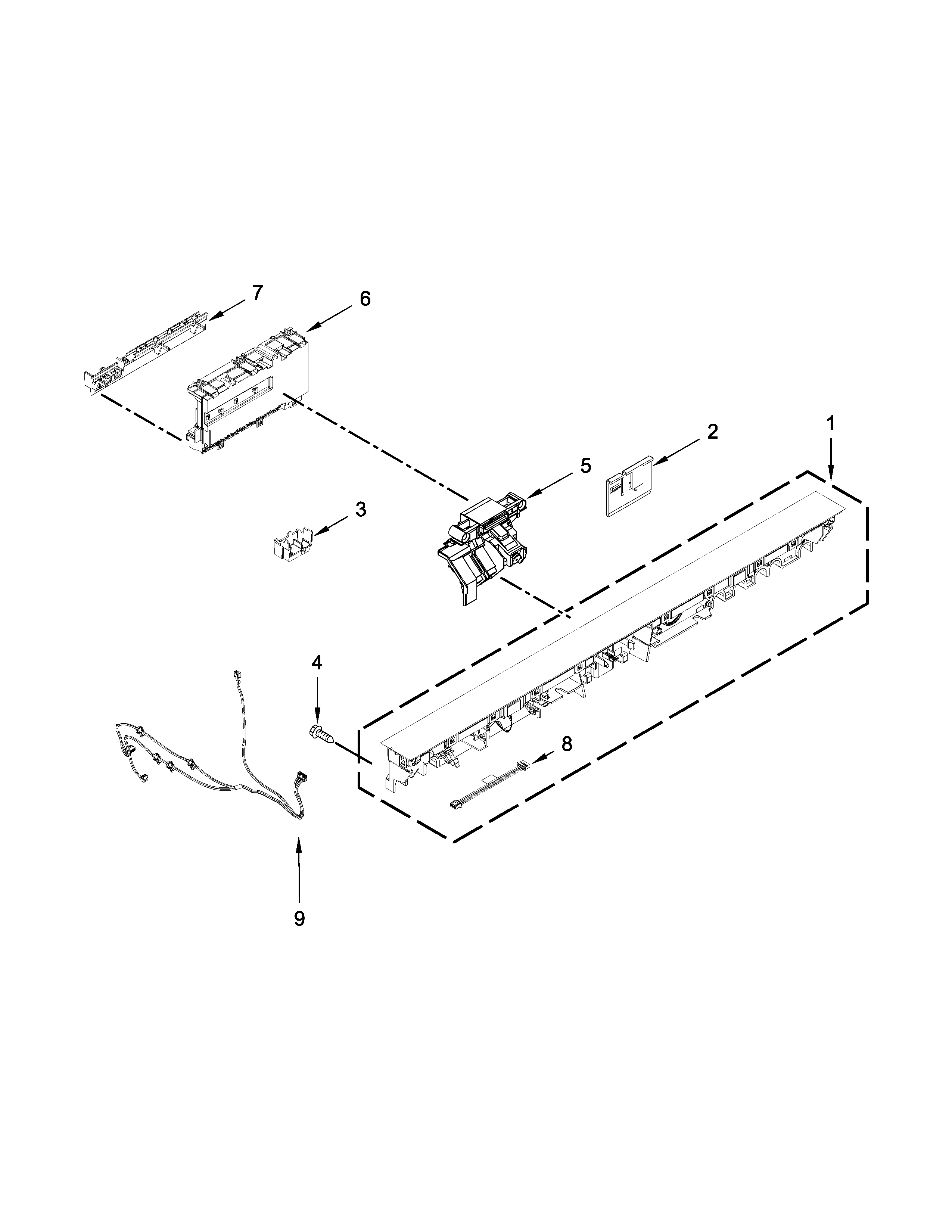 KitchenAid KDTE104EWH0 control panel and latch parts diagram