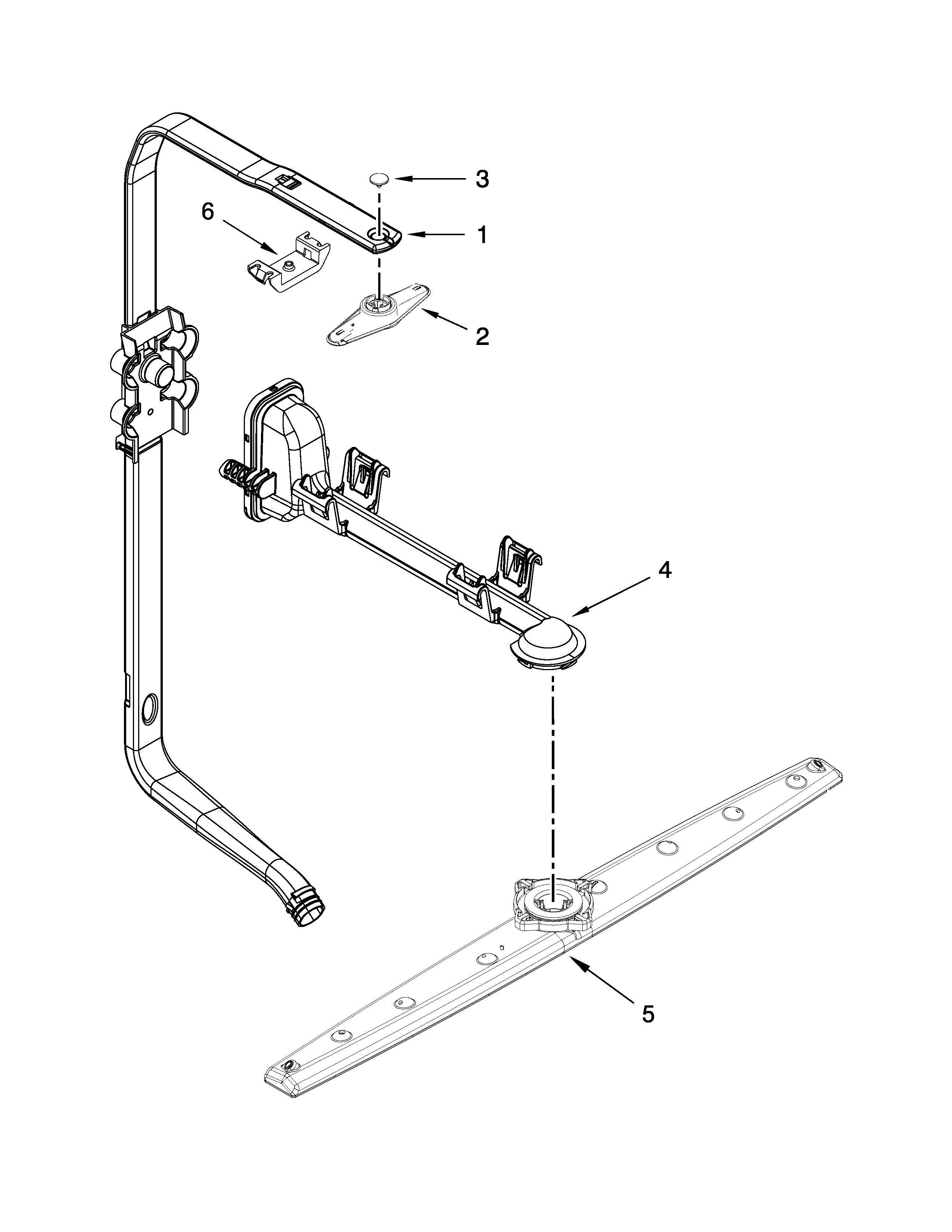 KitchenAid KDTE104EWH0 upper wash and rinse parts diagram