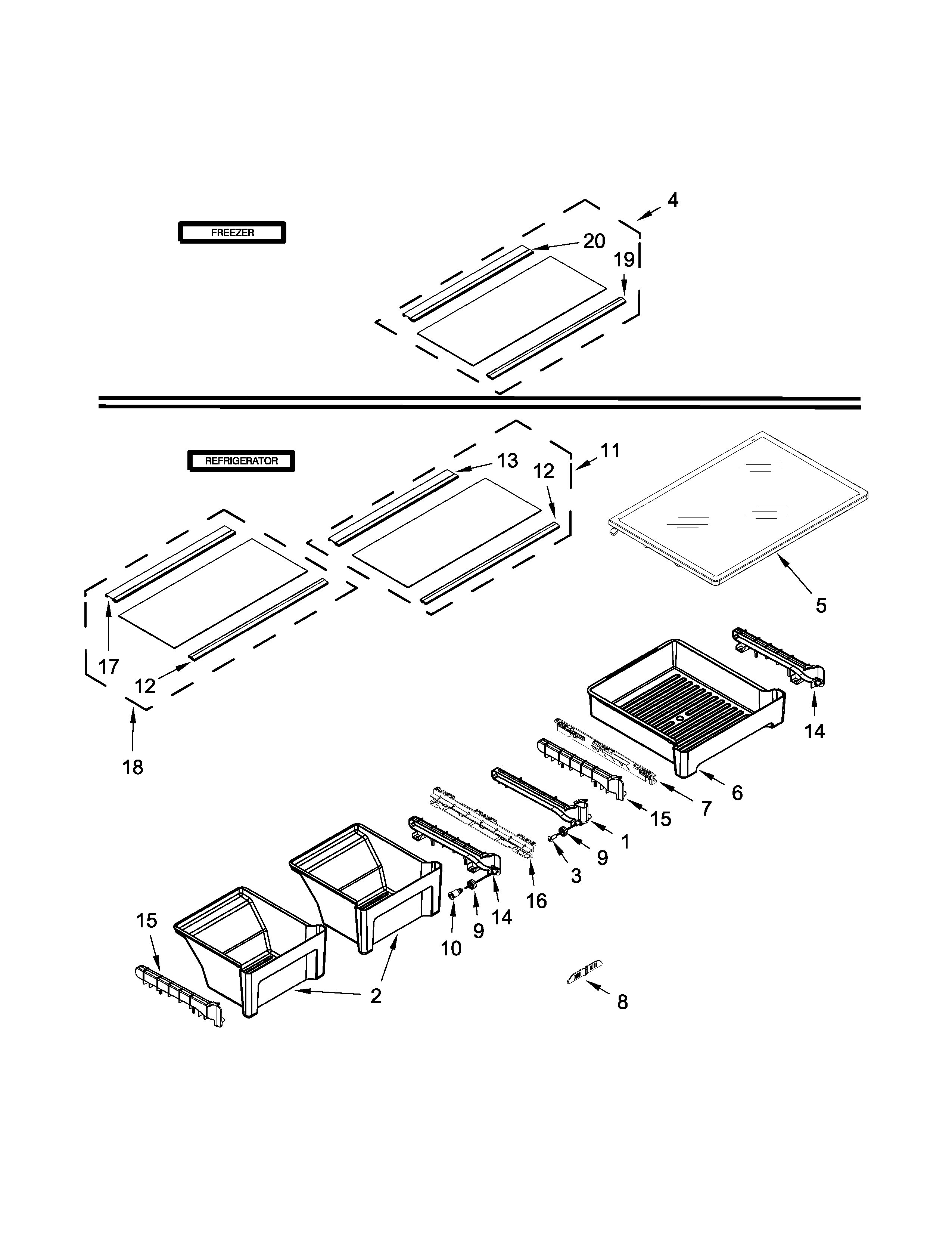 Maytag MRT318FZDM00 shelf parts diagram