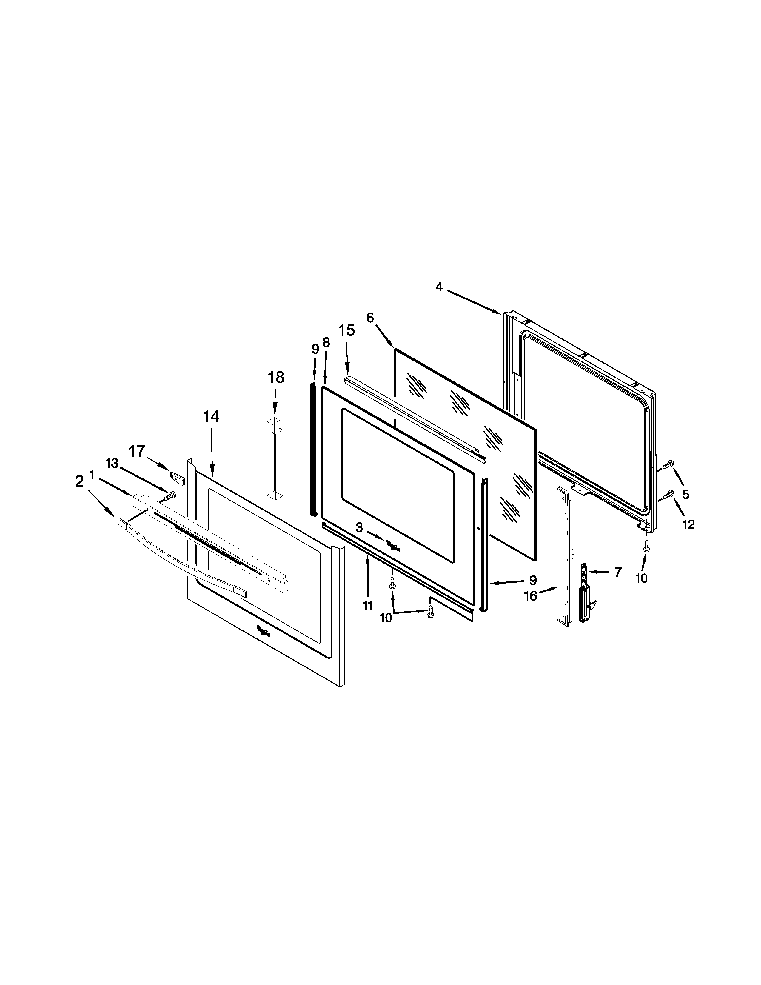 Whirlpool YWEE745H0FS0 door parts diagram