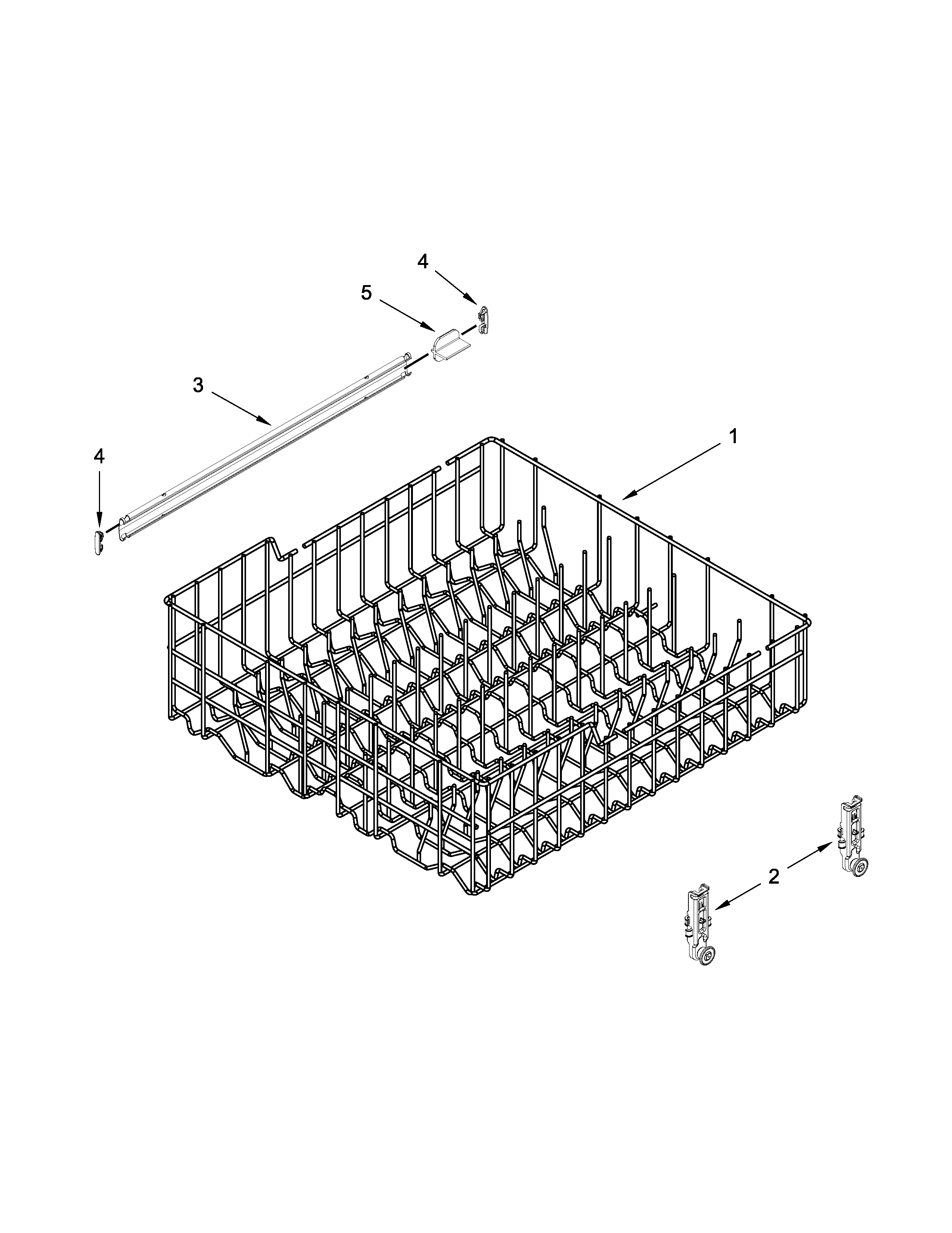 Amana ADB1100AWS3 upper rack and track parts diagram