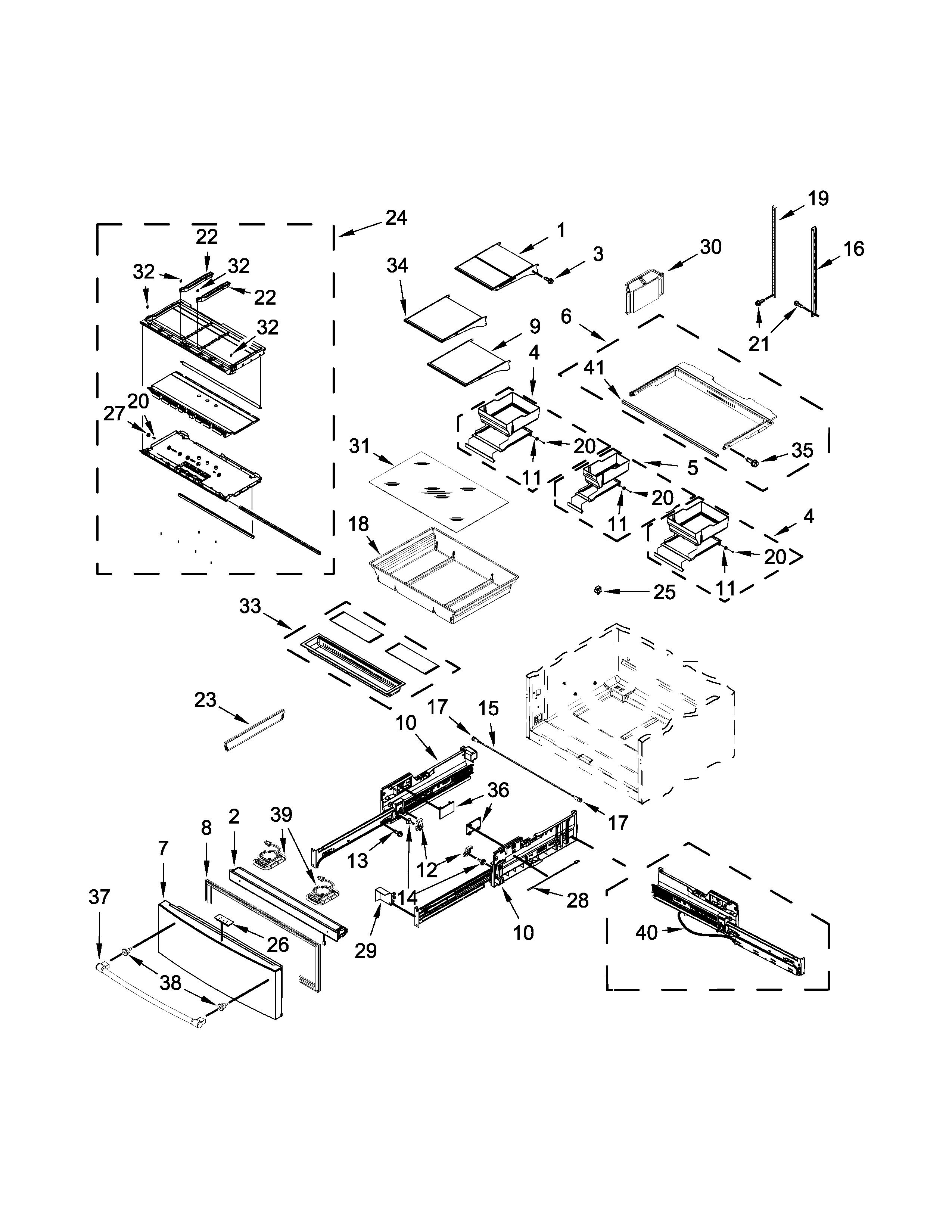 Maytag MFX2876DRH01 shelf parts diagram