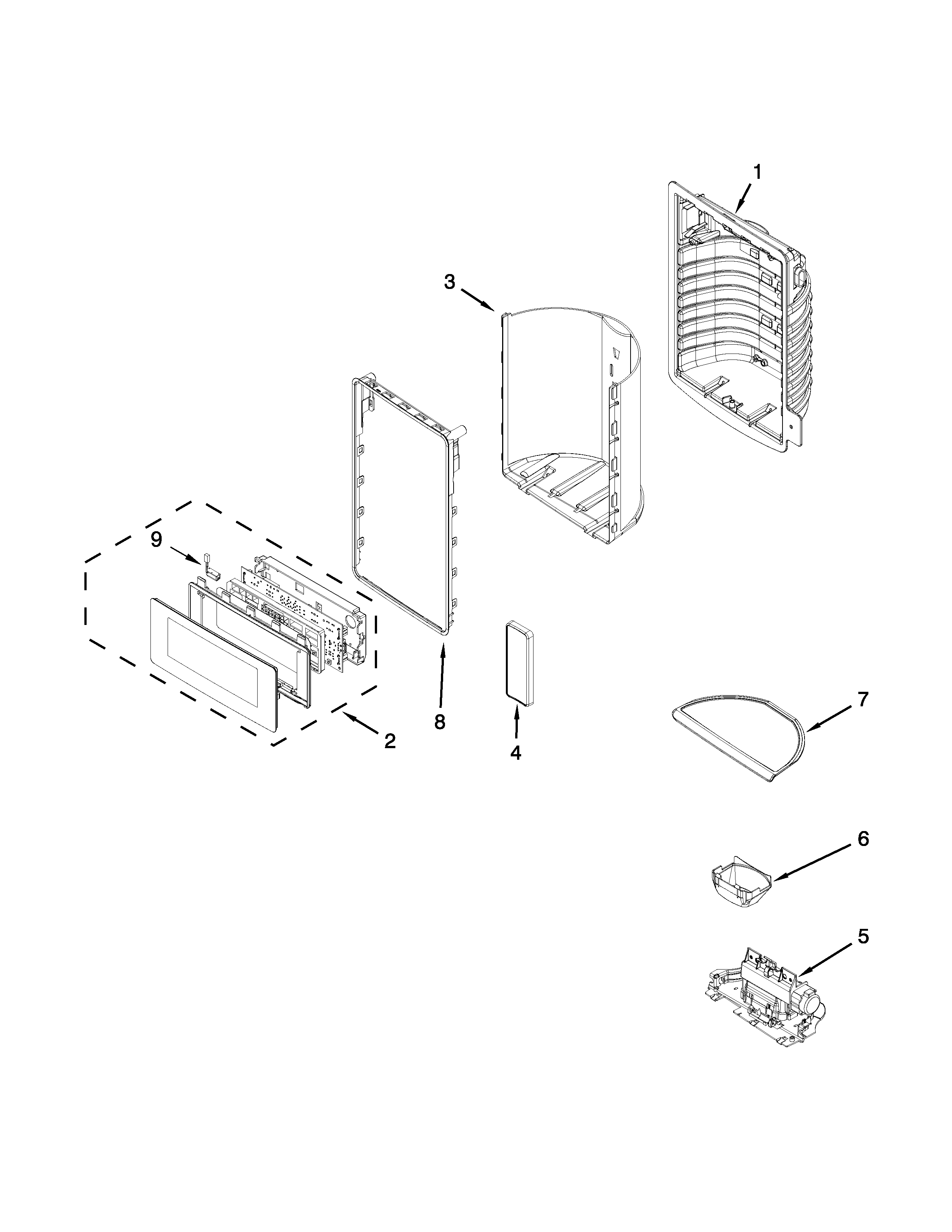 Maytag MFX2876DRH01 dispenser front parts diagram