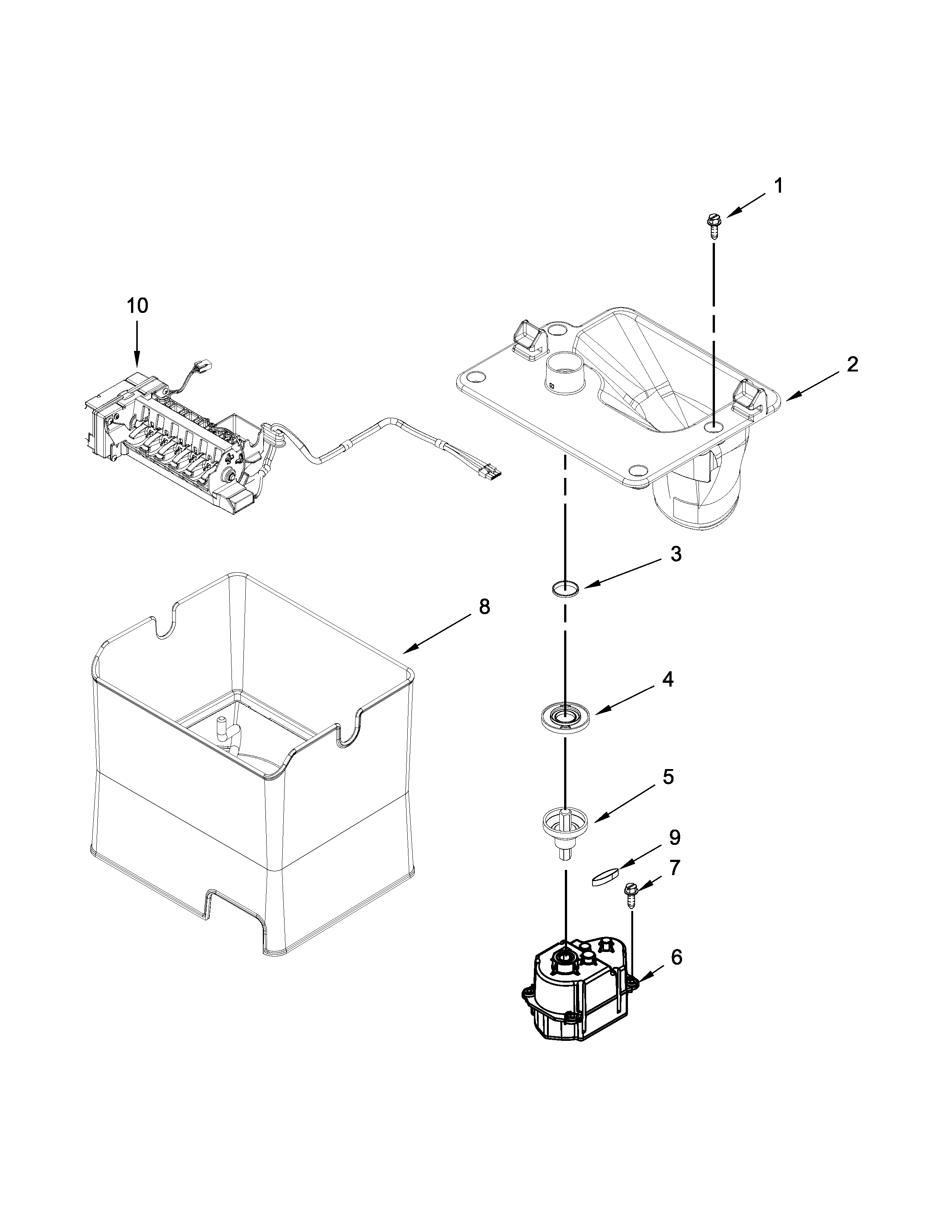 Maytag MFX2876DRH01 icemaker and ice container parts diagram