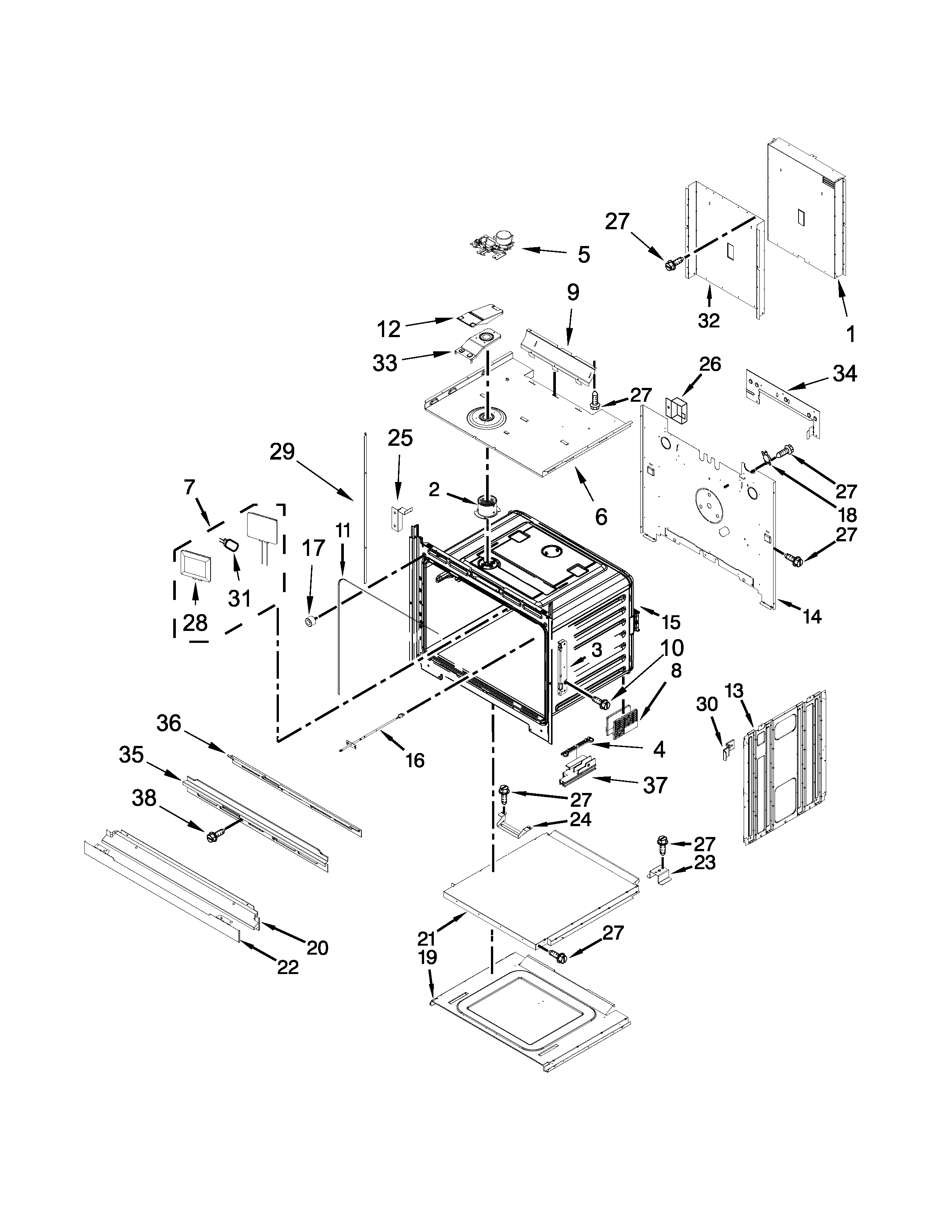 Jenn-Air JJW2827DB01 oven parts diagram